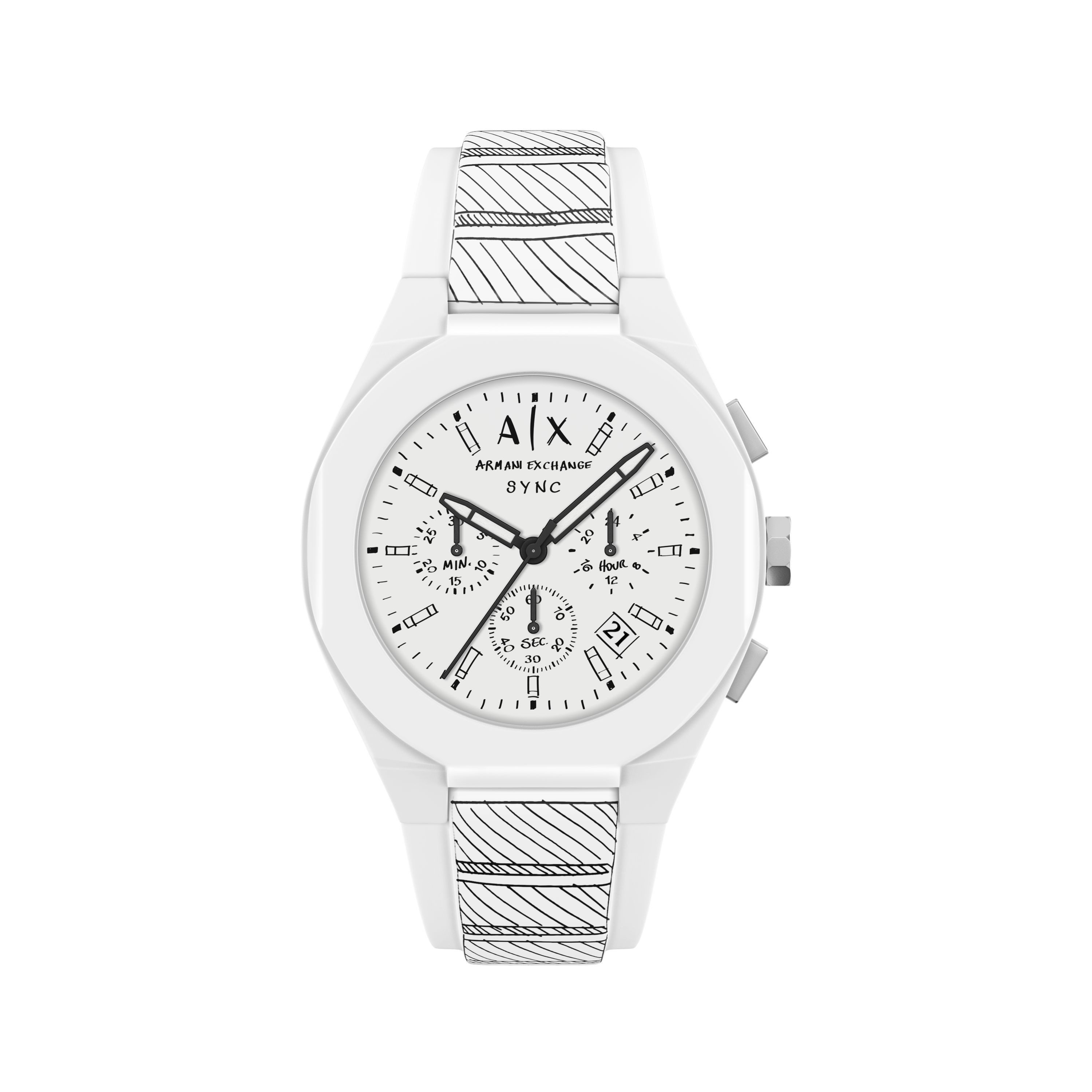 ARMANI EXCHANGE Chronograph SYNC AX4175, Quarzuhr, Armbanduhr, Silikonarmband, analog, Tag, Stoppfunktion