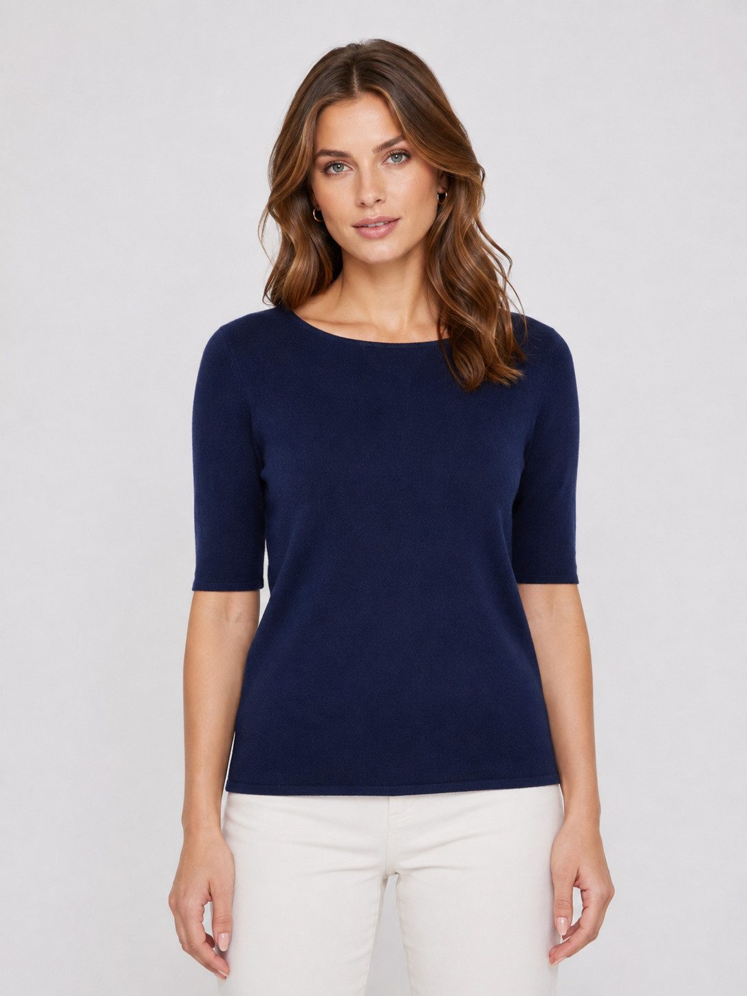 Passioni Strickpullover Basic-Pullover mit 3/4-Ärmeln
