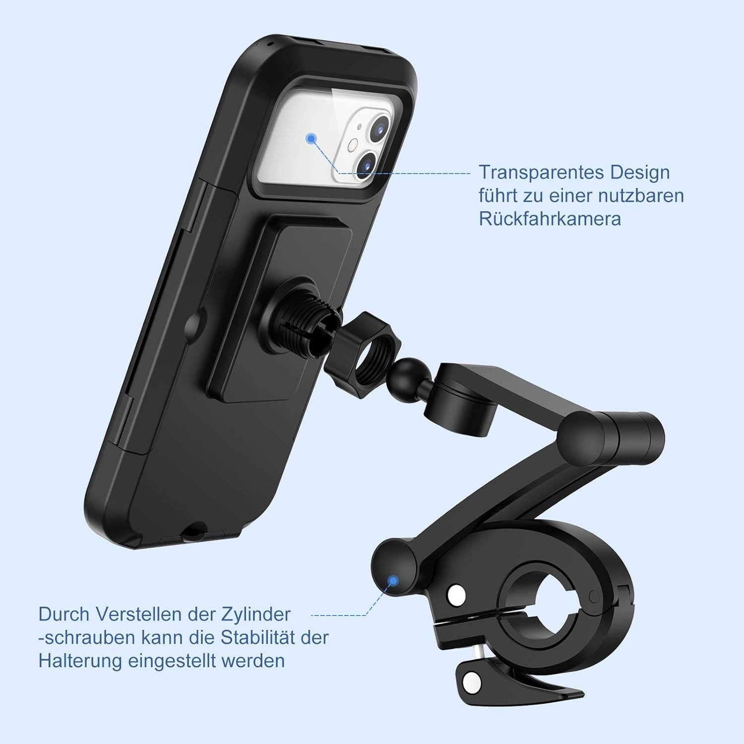 Innocase Handy-Halterung Motorrad Handyhalterung wasserdicht - Mit Touchscreen & 360° Drehung