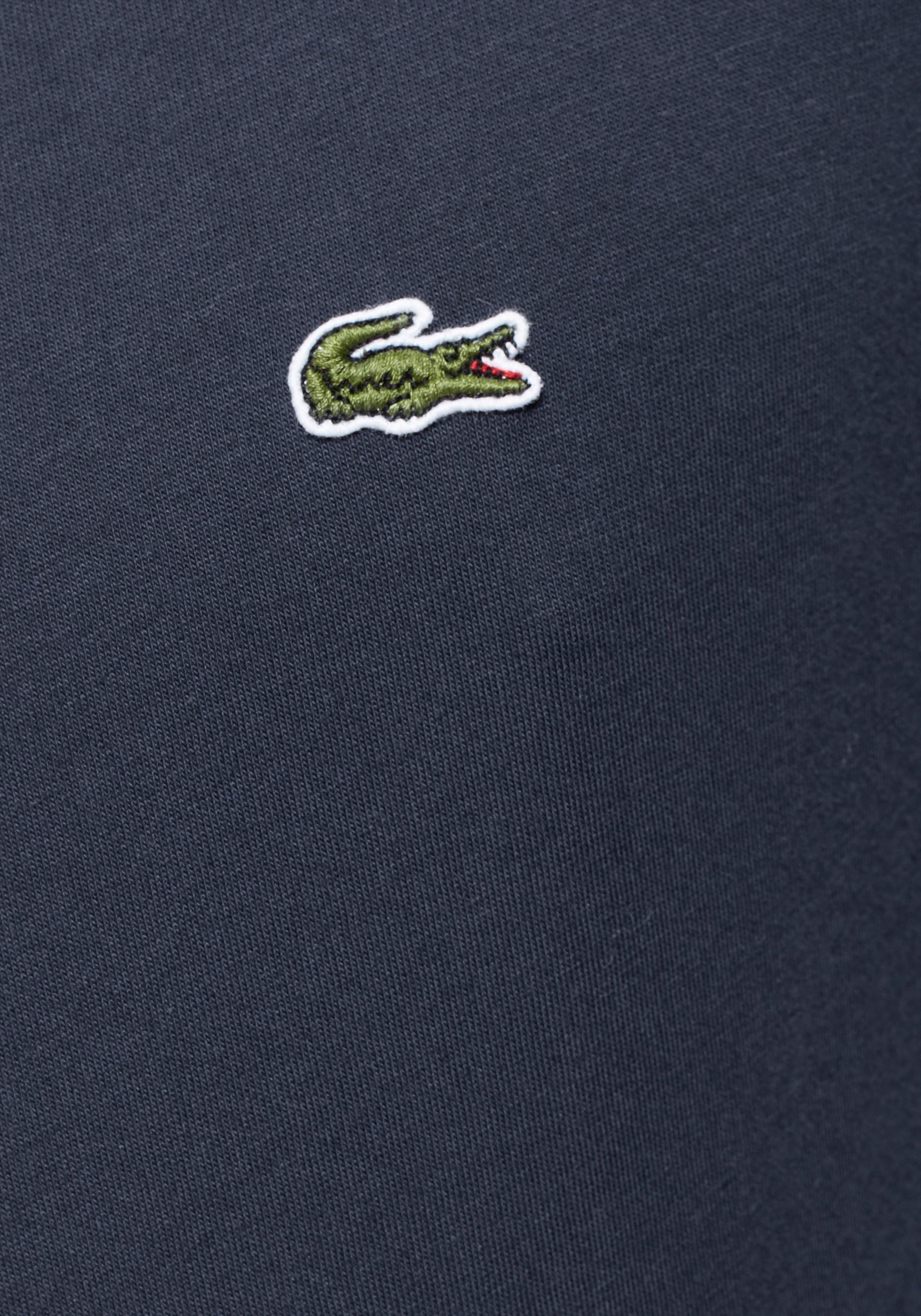 Brust auf Langarmshirt Logo der mit (1-tlg) Lacoste Lacoste marine