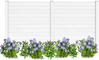 KOMFOTTEU Gartenzaun Sichtschutz, 2-teilig Zaun, PVC