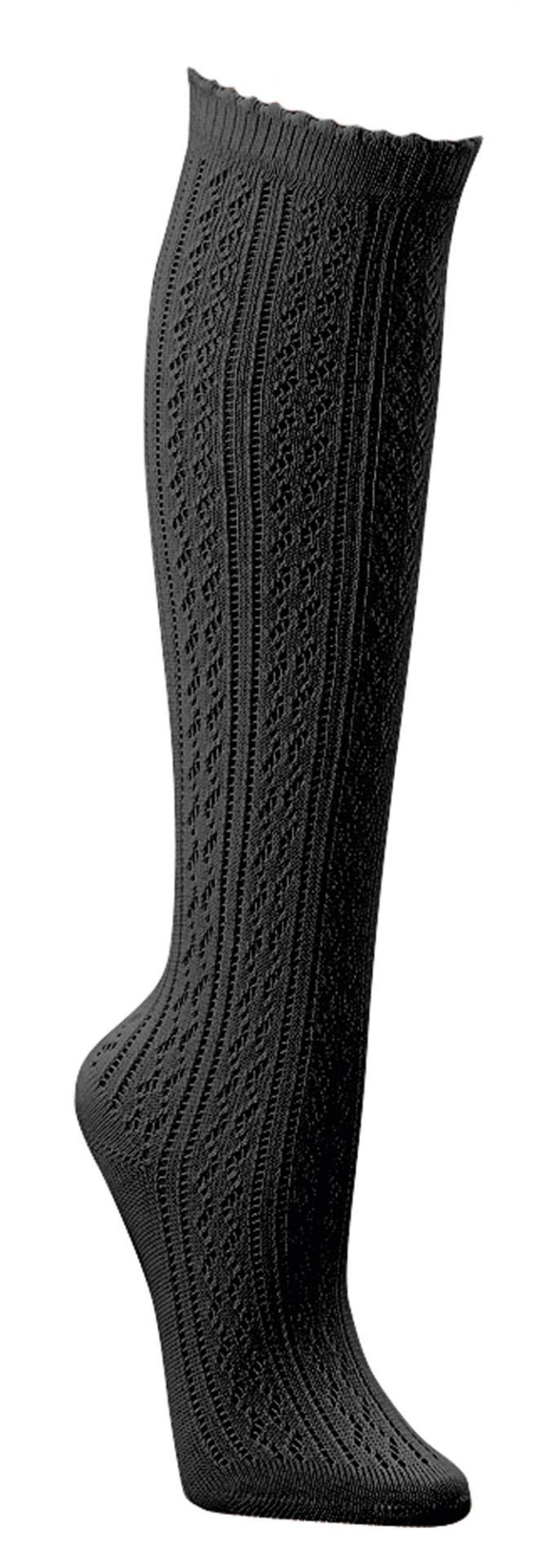 Wowerat Trachtensocken 3 Paar Häkellook-Kniestrümpfe, Trachtenkniestrümpfe für Damen