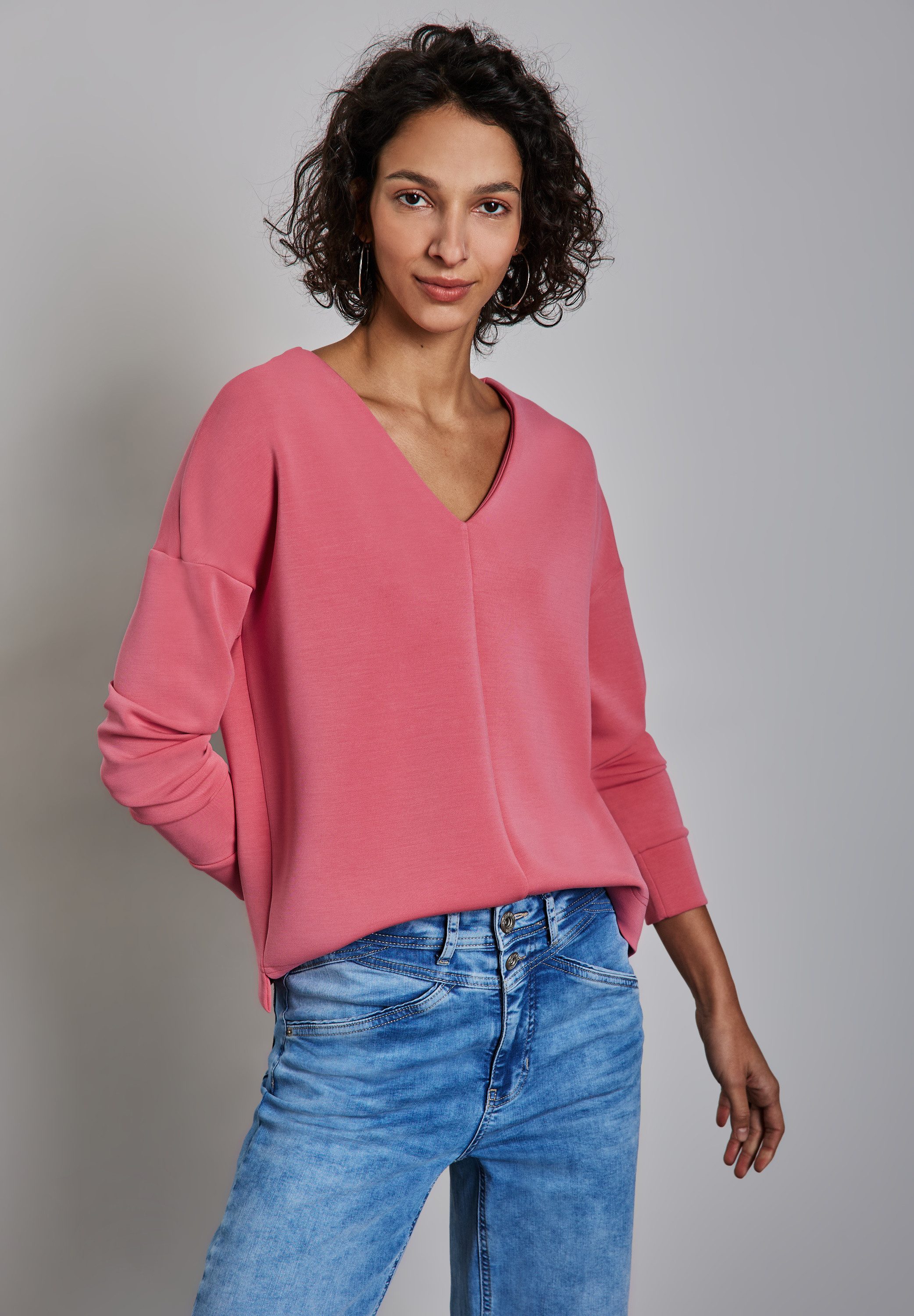 STREET ONE Langarmshirt mit V-Ausschnitt günstig online kaufen