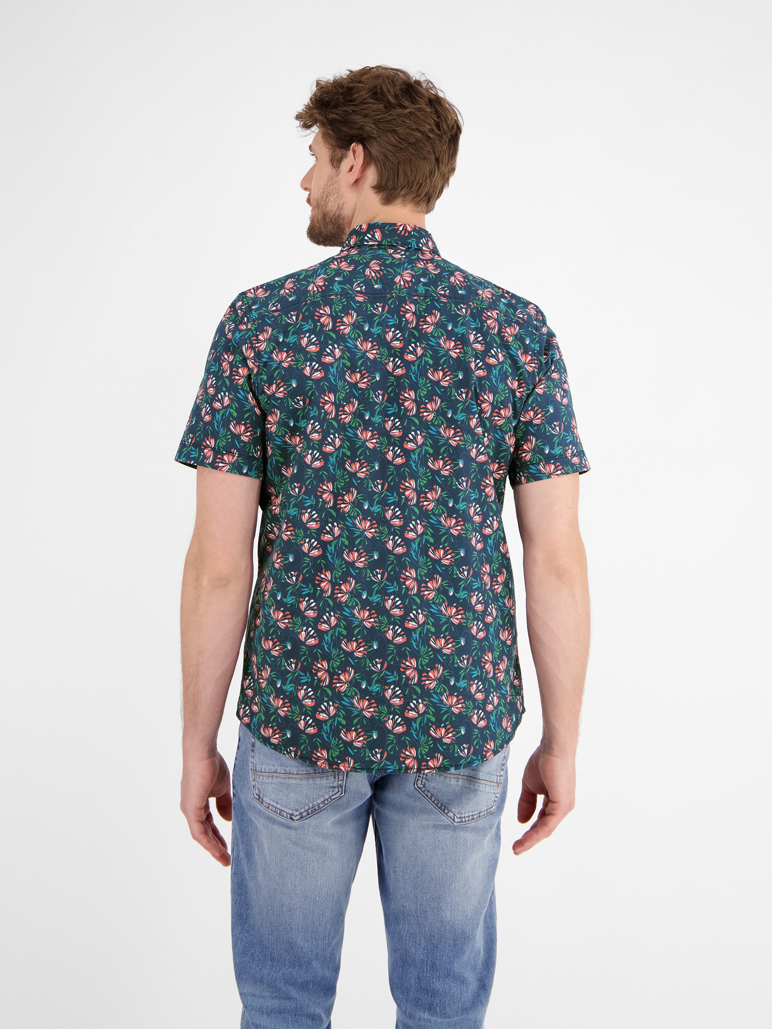LERROS Kurzarmhemd "LERROS Herren Poplin-Stretchhemd, floral gemustert" günstig online kaufen