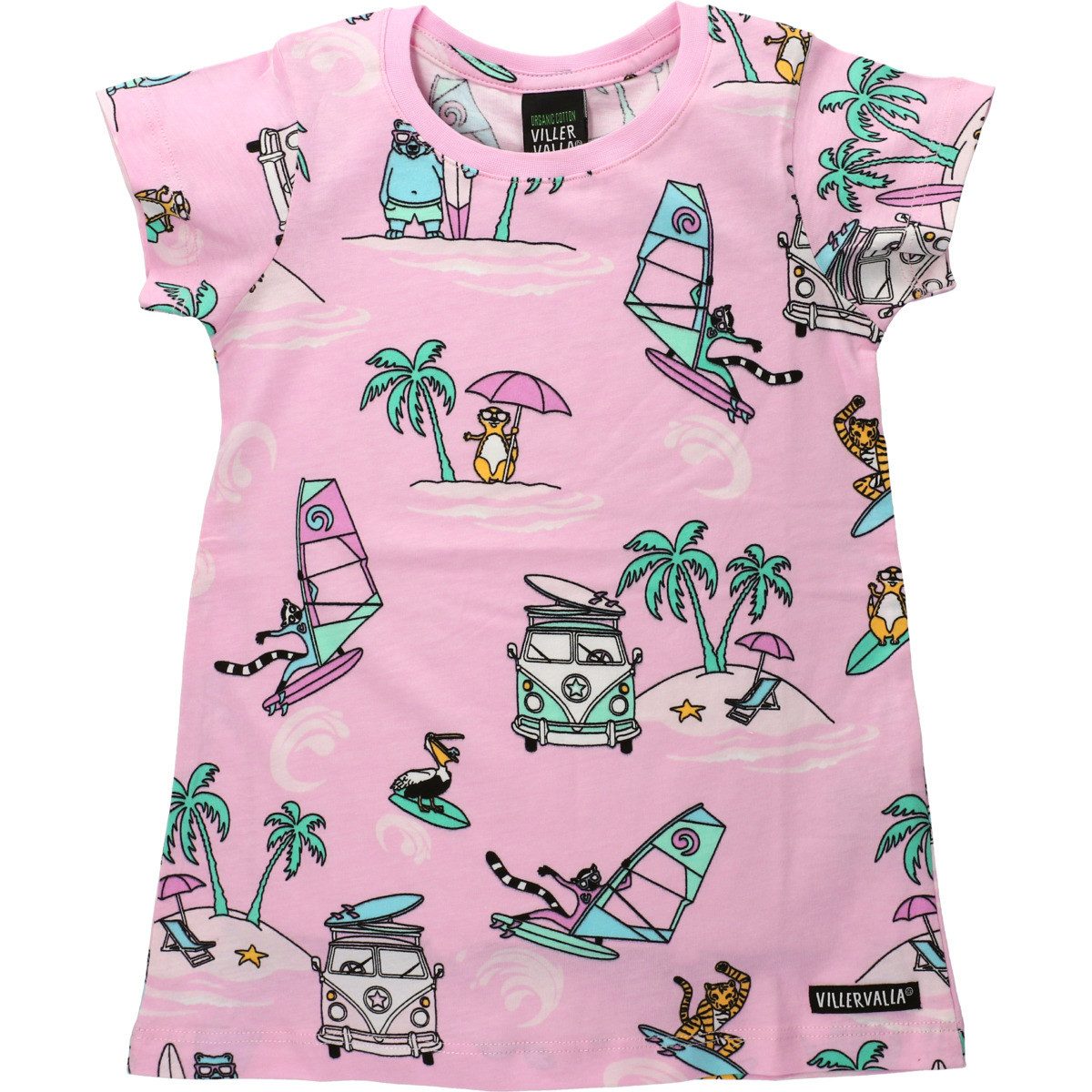 Villervalla Jerseykleid Surfende Tiere Mädchen (1-tlg) Bekleidung, Outfit, Dress, Robe, Sommerkleid