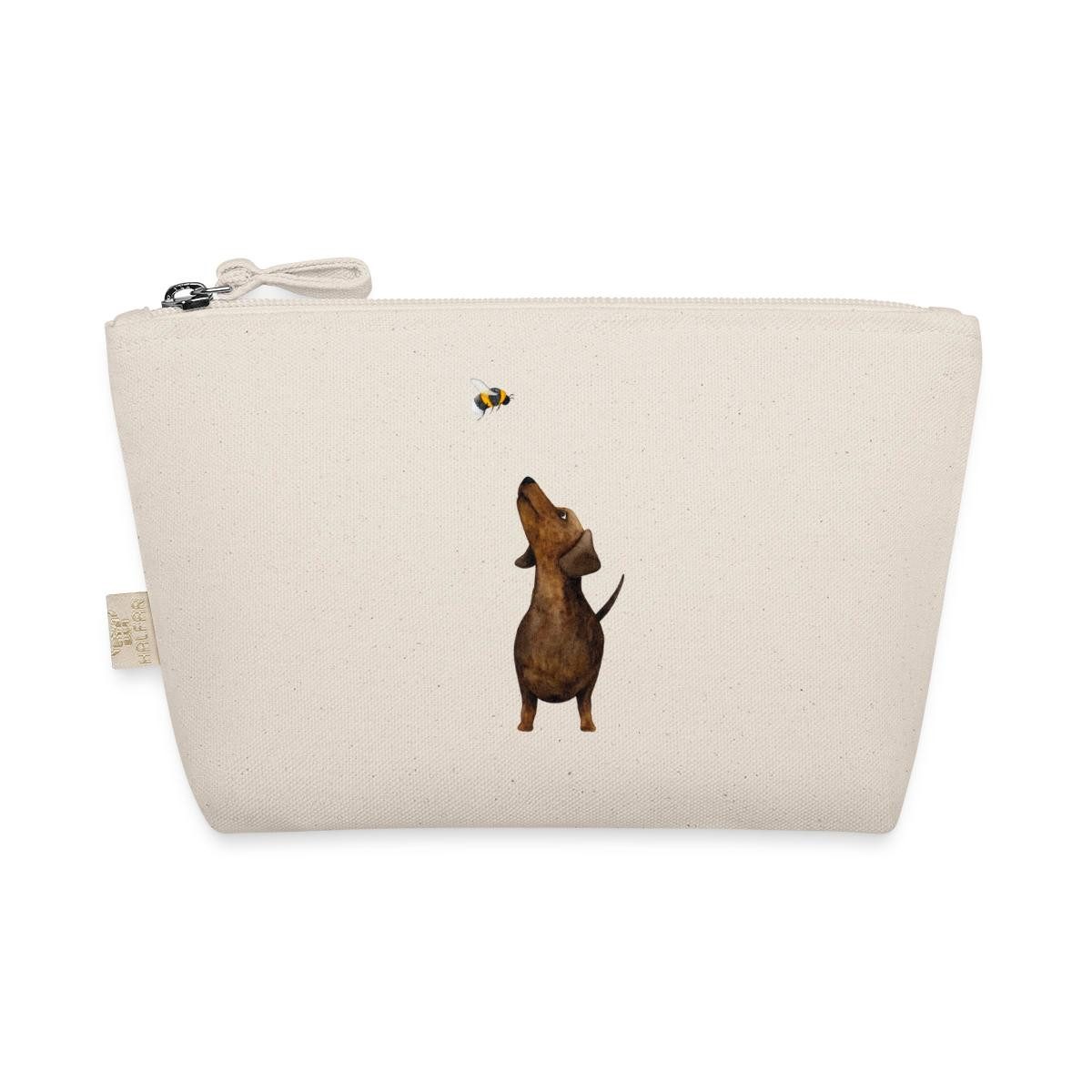 Spreadshirt Kosmetiktasche Dackel mit Hummel Süßestes Dackel Geschenk Täschchen (1-tlg)