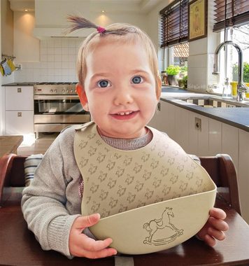 SEI Design Lätzchen Baby Lätzchen mit Auffangschale - Shifting Sand, BPA/PVC/BPP-frei