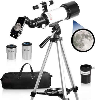 AKKEE Teleskop Телескопы für Kinder und Einsteiger, 70 mm Blende, Teleskop Astronomie Erwachsene Teleskop mit Stativ, Handy-Adapter
