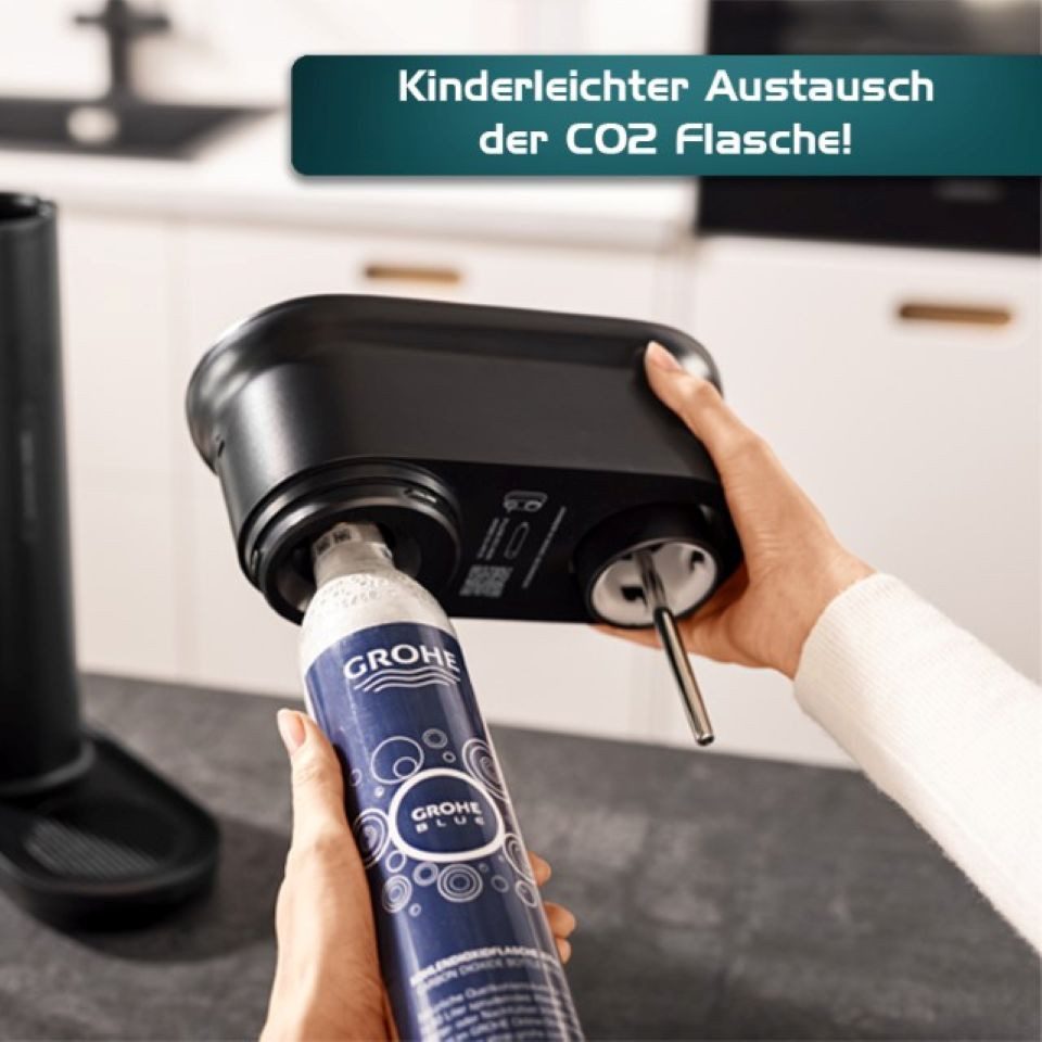 Grohe Wassersprudler Blue Fizz Wassersprudler, Basic Starter Set, schwarz (31941K00) – Bild 4 von 5