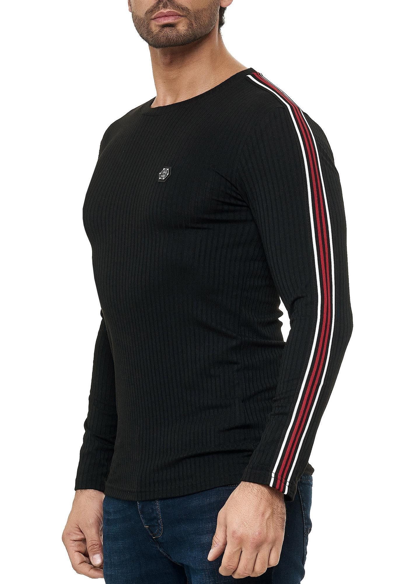 RedBridge Strickpullover Figurbetont Feinstrick Longsleeve Slim Fit Kontras günstig online kaufen