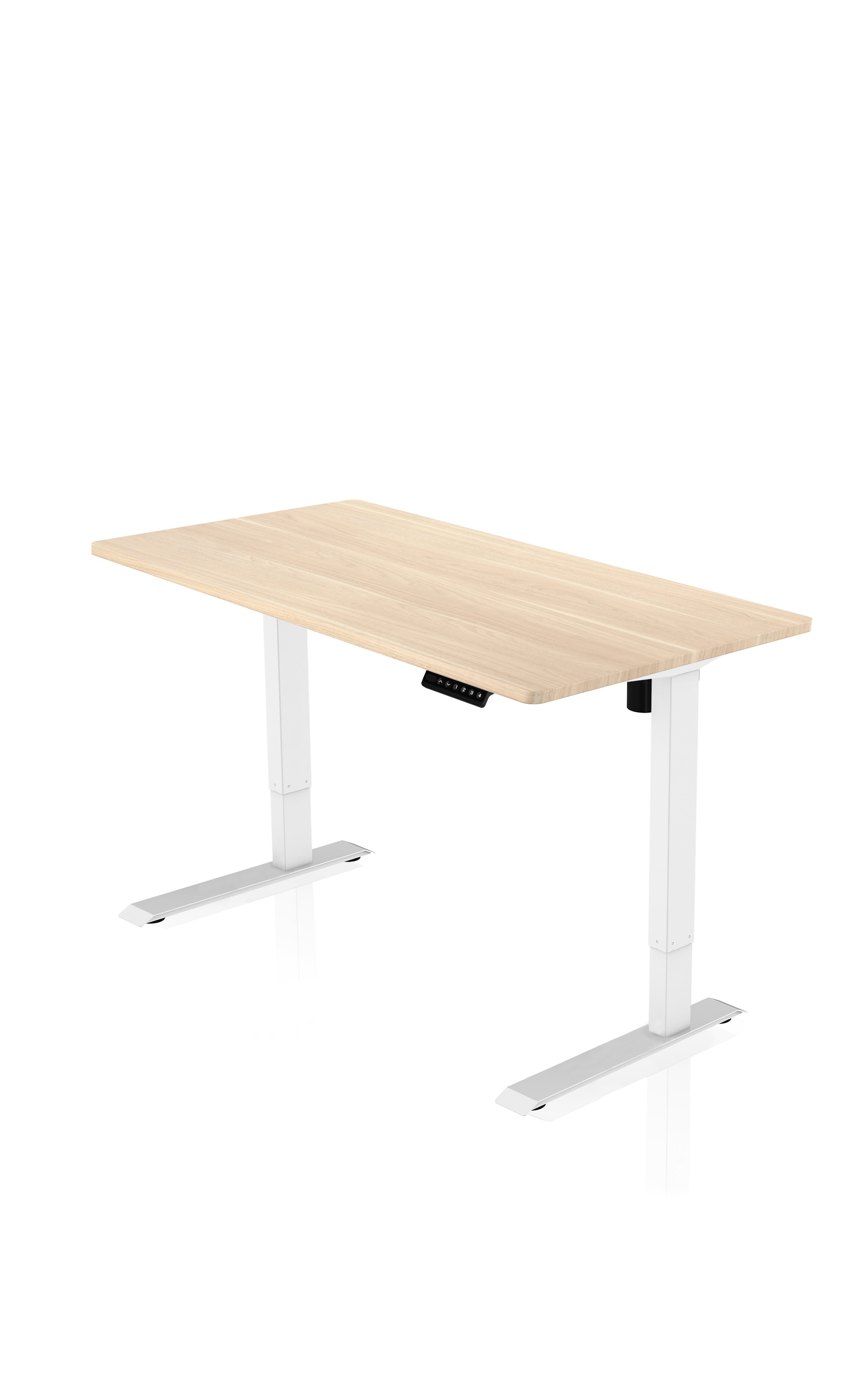 AGIl Schreibtisch elektrisch höhenverstellbarer Schreibtisch - 120*60 cm Komplett-Set Weißes Gestell - Ahorn Tischplatte