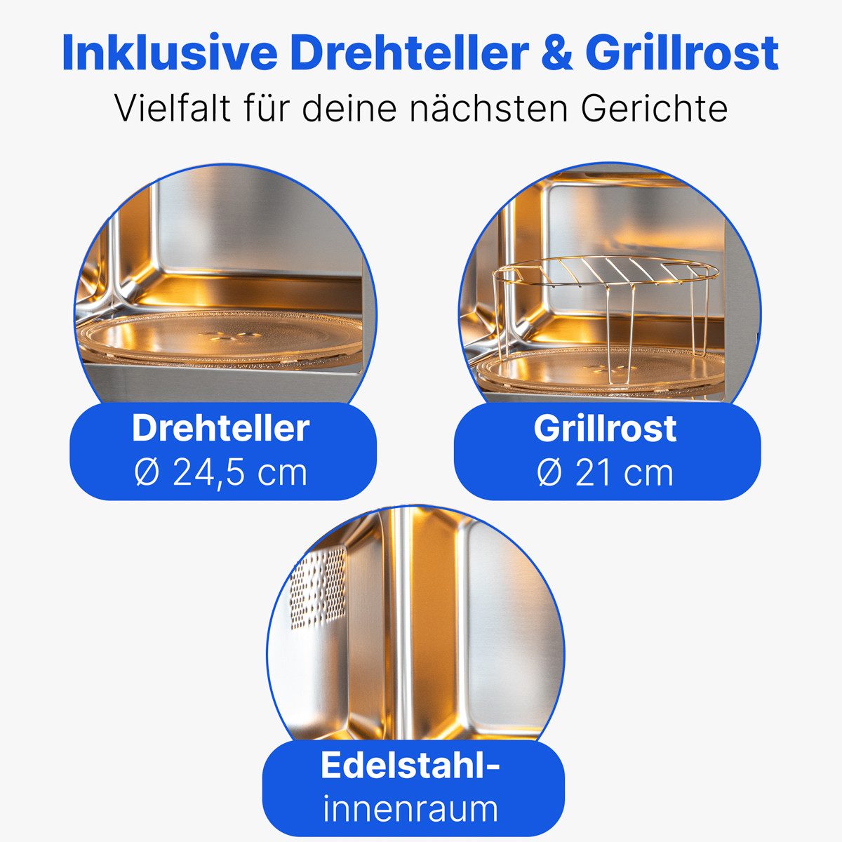 BOMANN Einbau-Mikrowelle MWG 2215 EB, Einbaumikrowelle mit Grill 1000W, 60cm, 20L