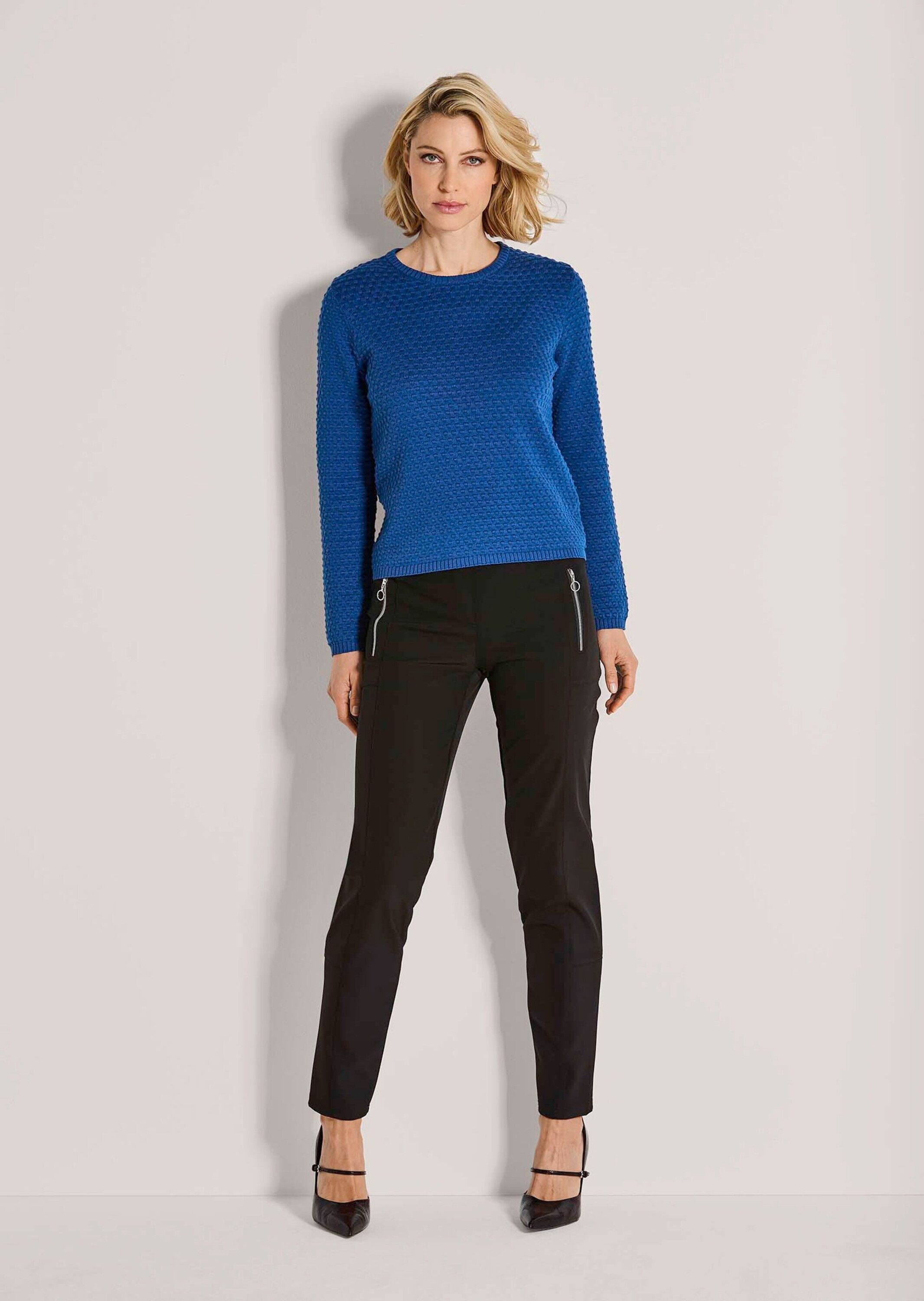 MADELEINE Strickpullover Eleganter Baumwollpullover mit Noppenstruktur Herb günstig online kaufen