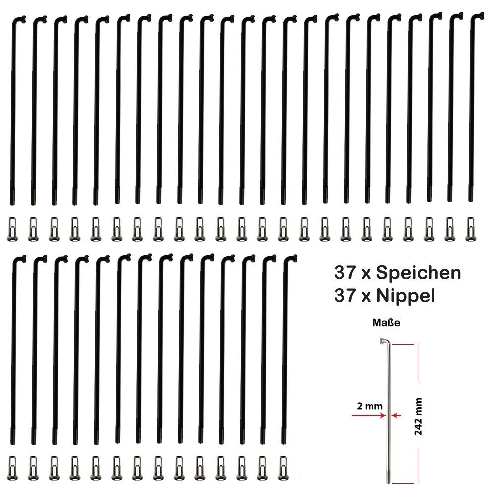INFINAUTO 20er Set Fahrradspeichen 305mm - 14G Gerade Zug Schwarz