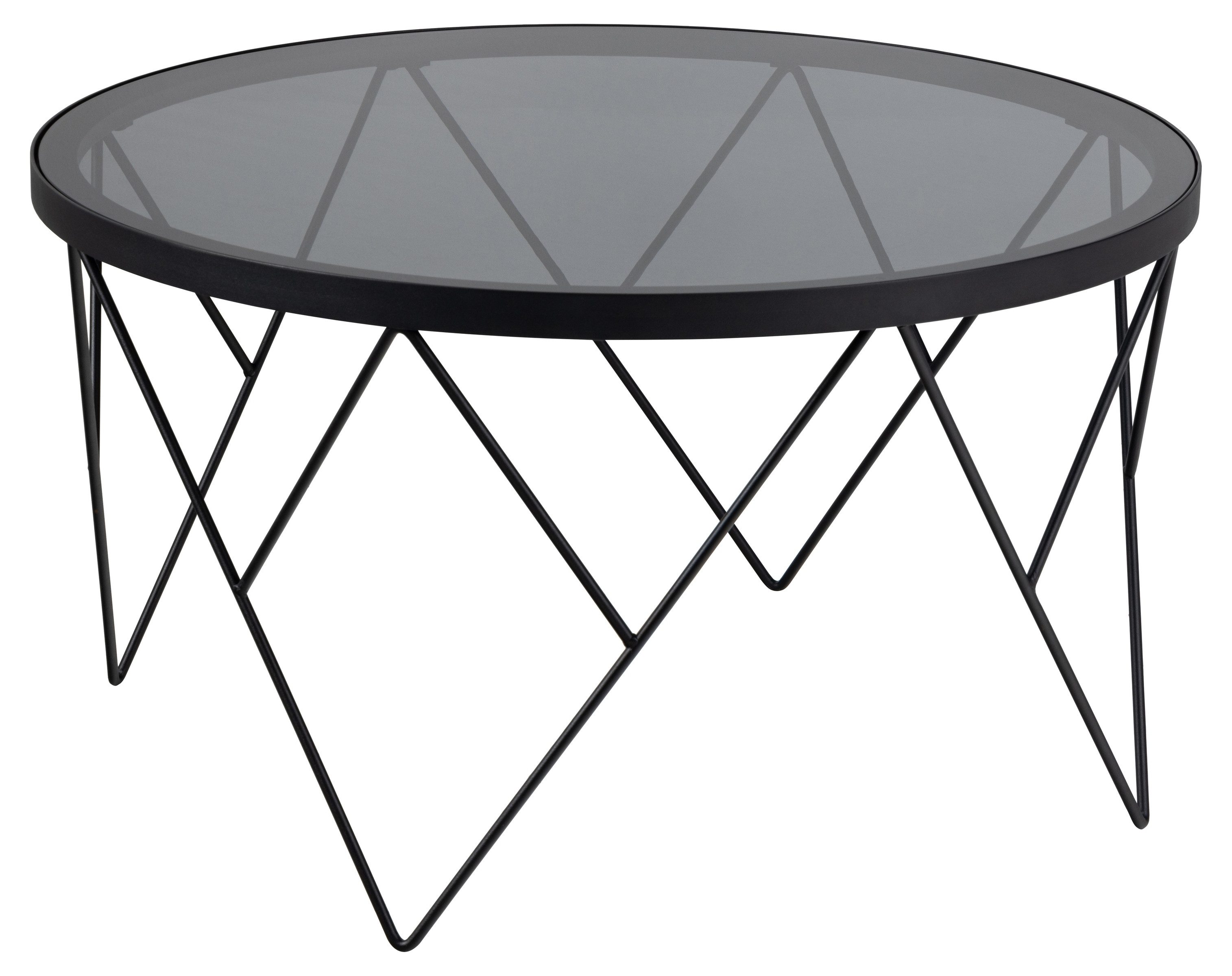 Couchtisch rund, in Rauch-Grau-Glas, Stahlgestell - 45,2x80cm (HxD)
