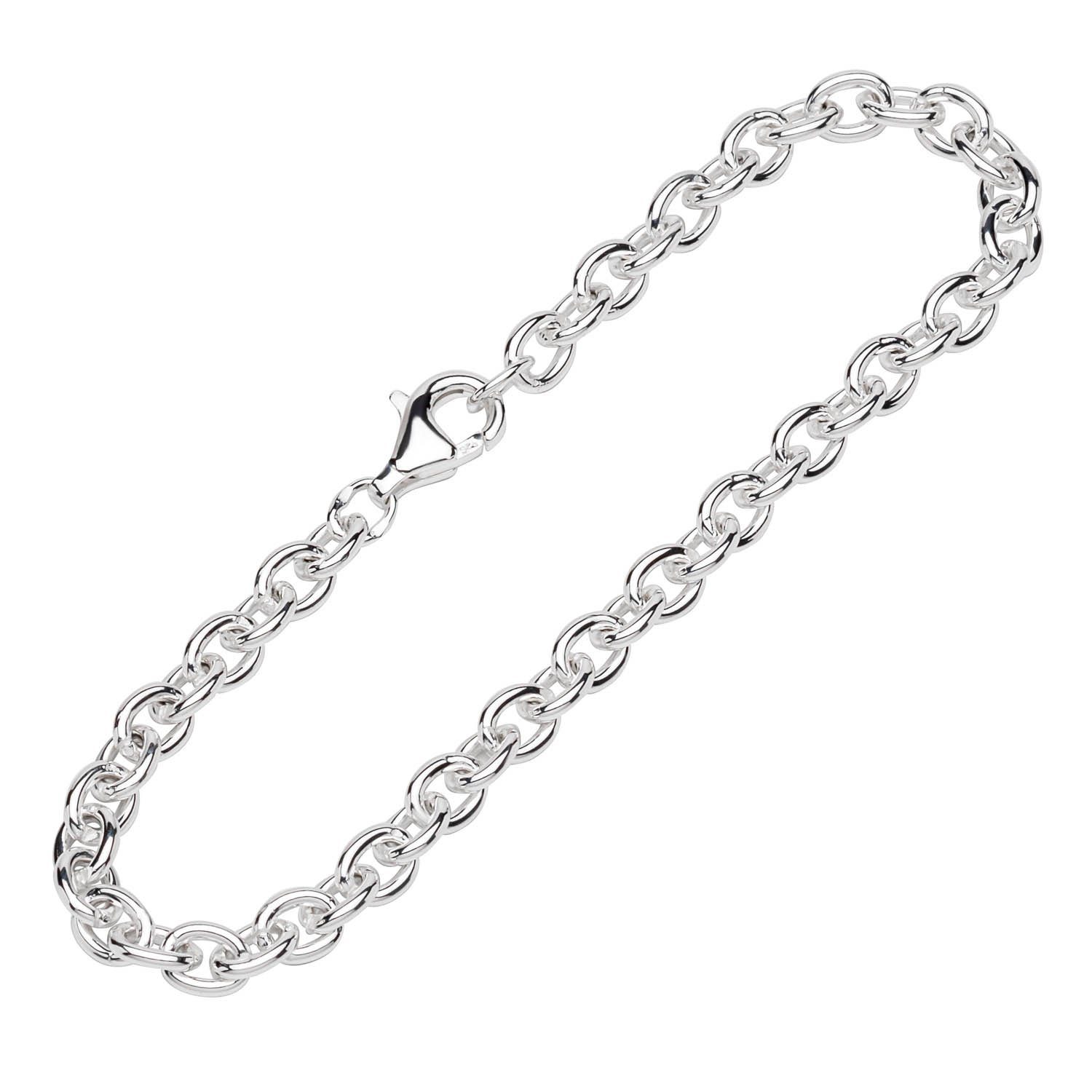 NKlaus Silberarmband Armband 925 Sterling Silber 18,5cm Ankerkette rund (1 Stück), Made in Germany