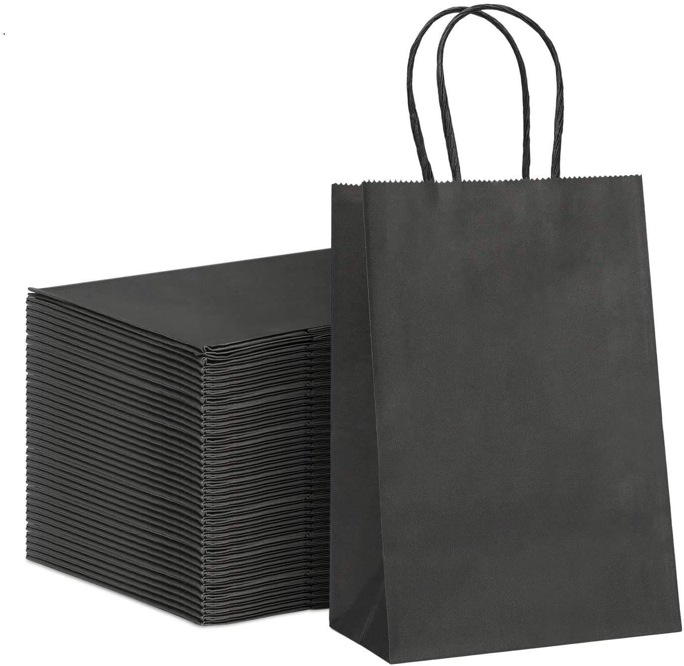 Switory Geschenkpapier Kraft Geschenktüten mit Griff, Papiertüten, Papier Kraft Tragetasche, (50St), 13cm x 9,5cm x 20cm Schwarz