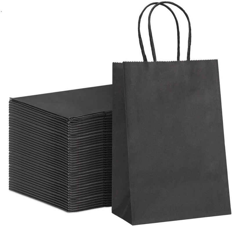 Switory Geschenkpapier Kraft Geschenktüten mit Griff, Papiertüten, Papier Kraft Tragetasche, (50St), 13cm x 9,5cm x 20cm