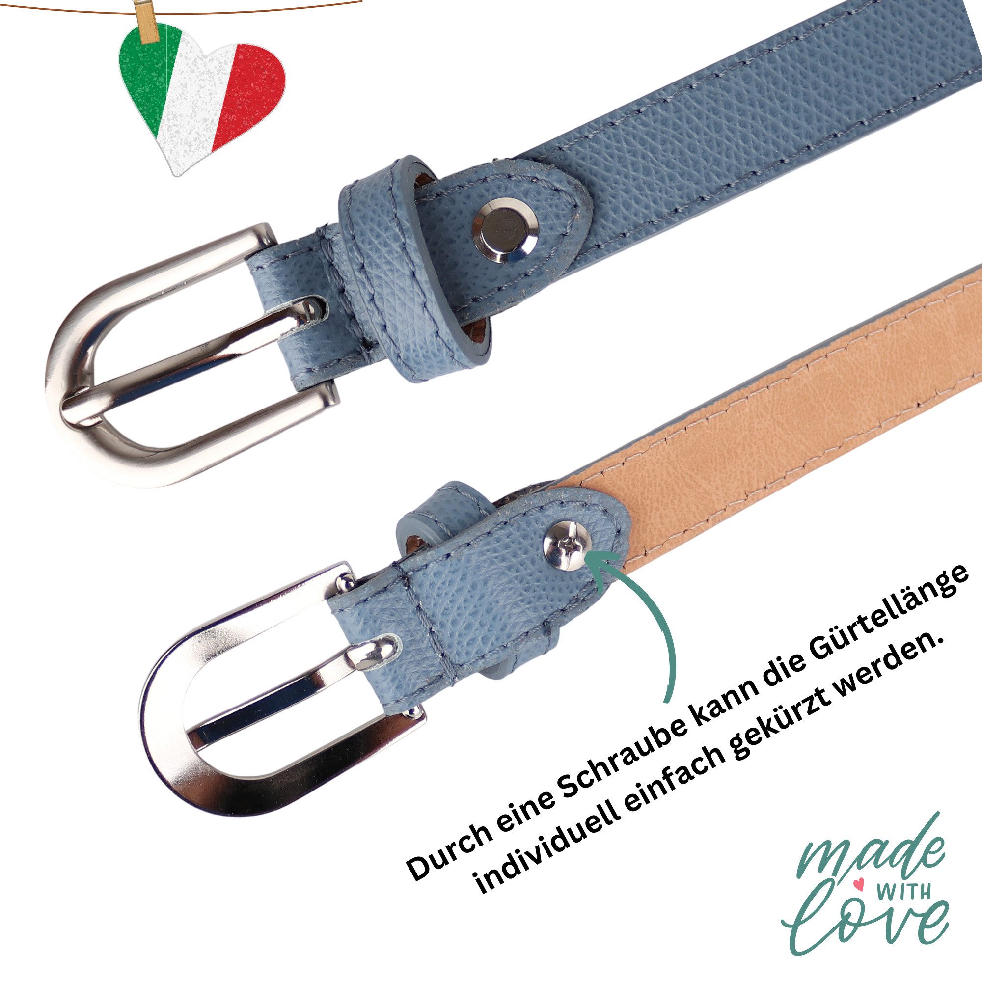 MIRROSI Ledergürtel Damen Gürtel Echtleder, Made in Italy, 18mm breit (Pass günstig online kaufen