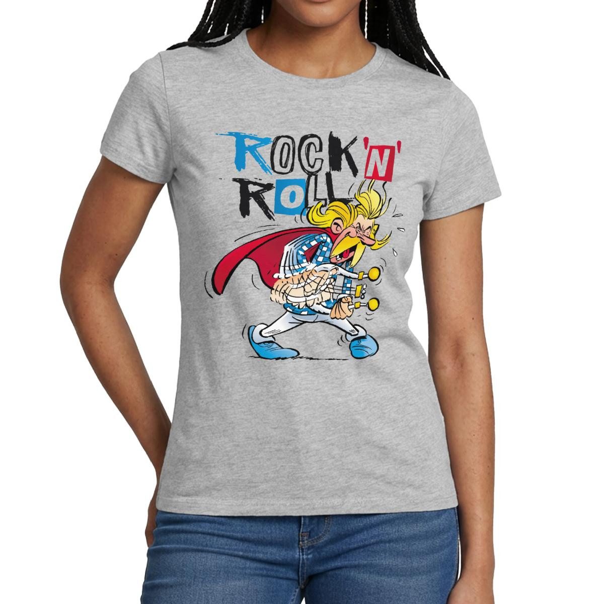 Spreadshirt T-Shirt Asterix & Obelix Troubadix Singt Rock'N'Roll Frauen T-Shirt (1-tlg) Slim Fit, fällt klein aus