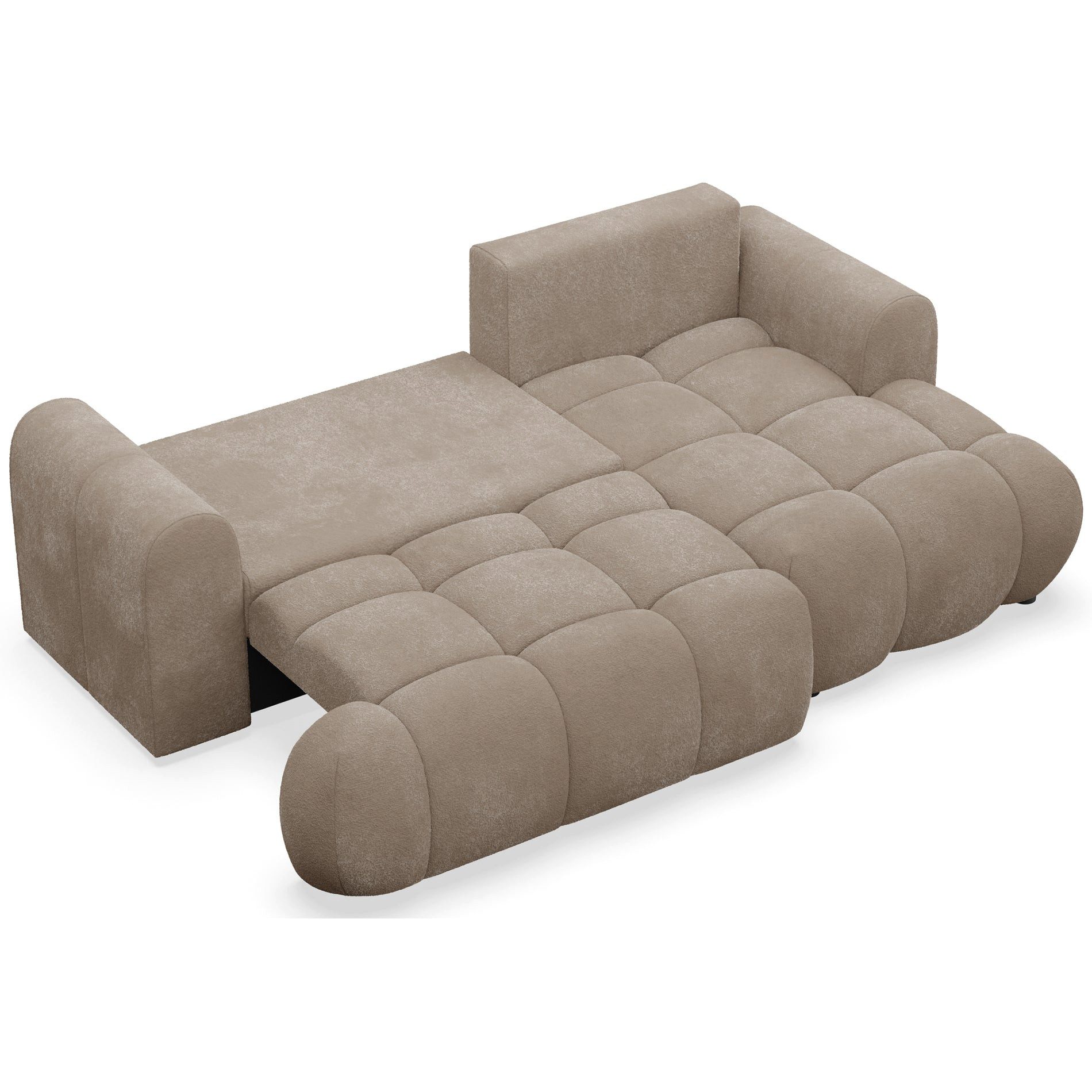 Selsey Ecksofa OMBO MINI, Ecksofa mit Schlaffunktion & Bettkasten, Bouclé, 246 cm
