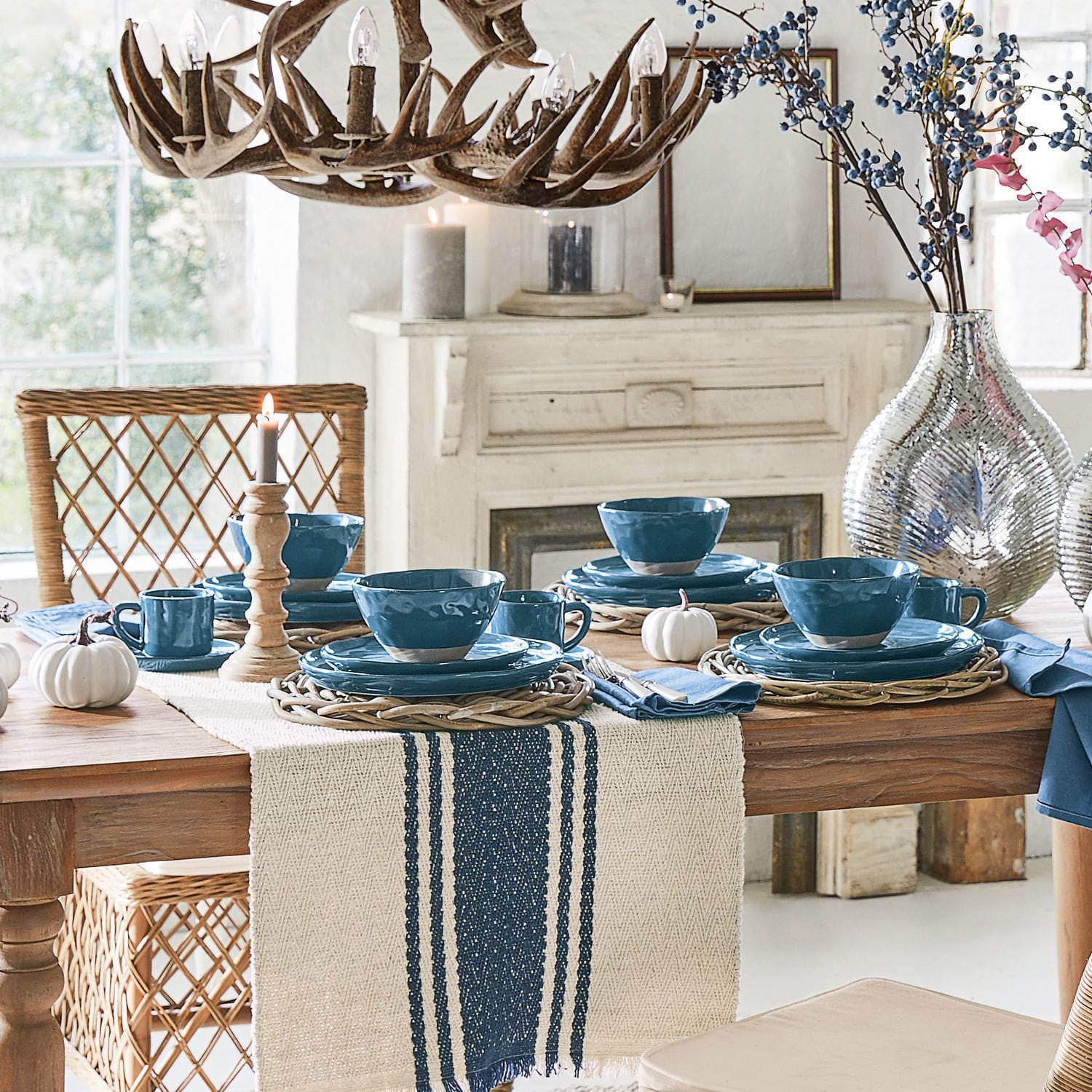 Mirabeau Geschirr-Set Geschirr 30er Set Biarré blau, Steinzeug
