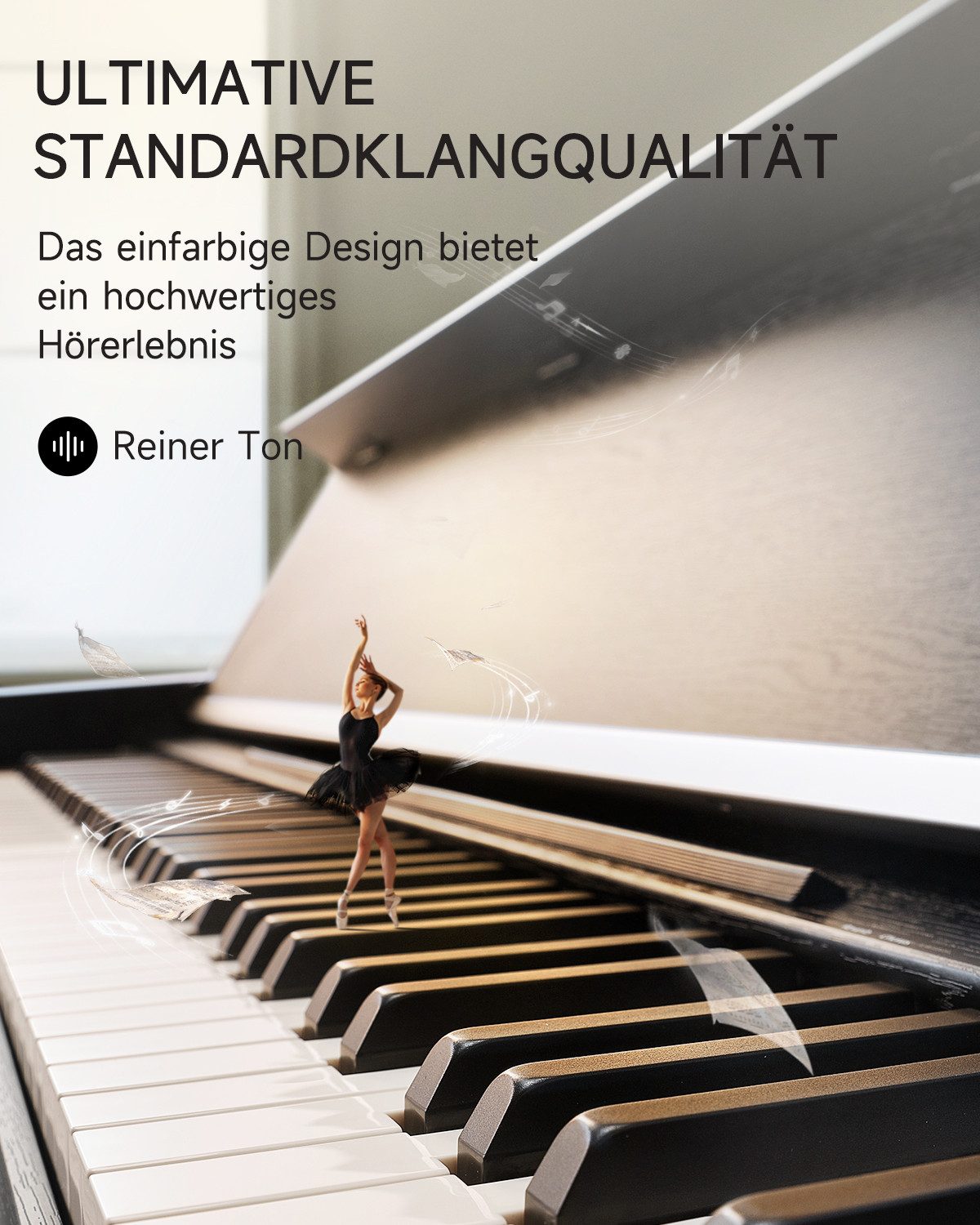 Donner Digitalpiano 88 Tasten Hammermechanik vollgewichtet E-Piano für Anfänger DDP-90 (Schutzhülle, Buff-Stop, Notenständer, Pedal, Ständer)