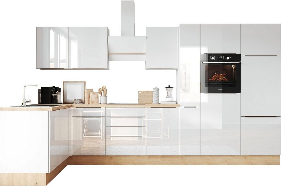 RESPEKTA Winkelküche Safado aus der Serie Marleen, Breite 370 cm, mit Soft- Close, in exklusiver Konfiguration für OTTO, Alle Scharniere der Türen mit  Soft-Close Funktion