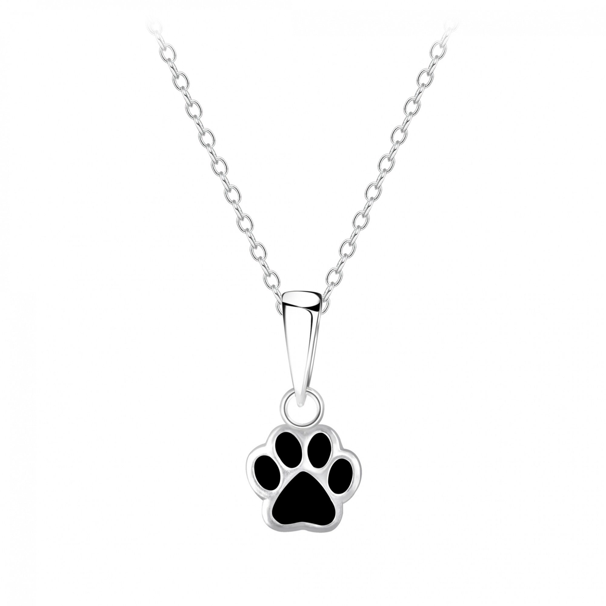 ALEXANDER YORK Kette mit Anhänger PFOTE schwarz, 2-tlg., 925 Sterling Silber