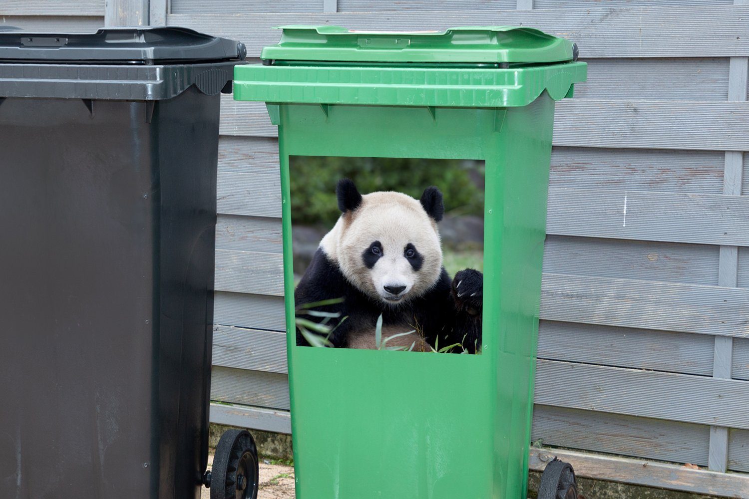 Gras Steine Wandsticker Abfalbehälter (1 - Großer - Container, St), Mülleimer-aufkleber, Mülltonne, Panda Sticker, MuchoWow
