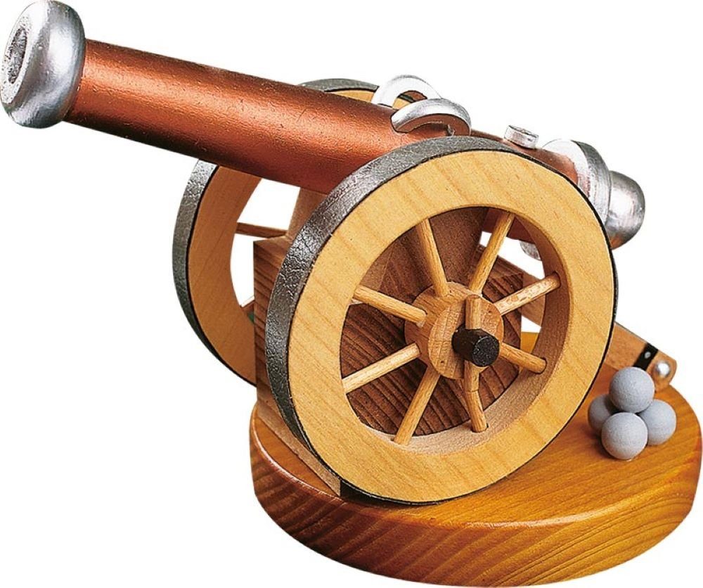 Richard Glaesser Räuchermännchen Räucherobjekt historische Kanone, Höhe: 12 cm, Handwerkskunst aus dem Erzgebirge