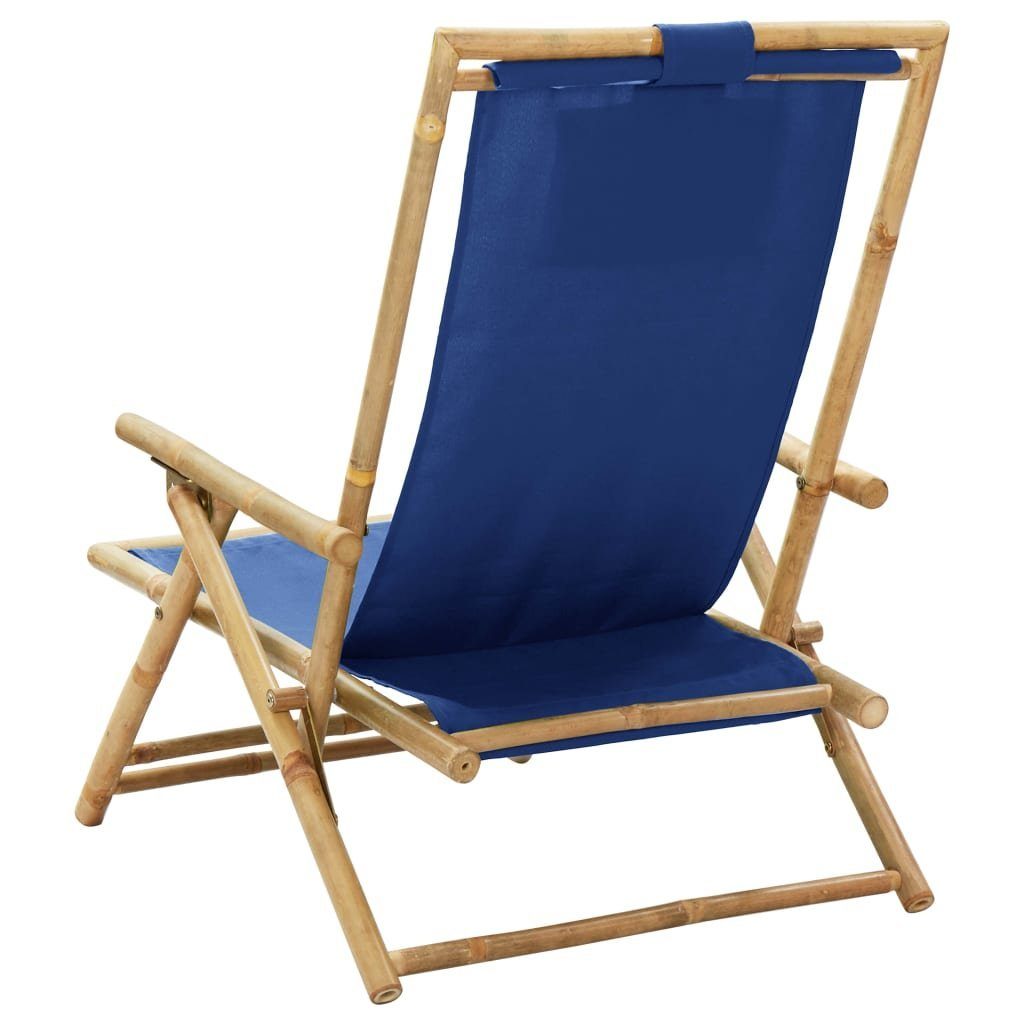 Relaxstuhl Verstellbarer Gartenstuhl und Marineblau Stoff Bambus furnicato