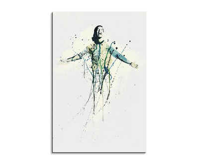Sinus Art Leinwandbild Ronaldinho II 90x60cm Keilrahmenbild Kunstbild Aquarell Art Wandbild auf Leinwand fertig gerahmt Or