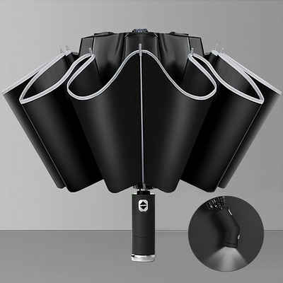 IVSO Taschenregenschirm Regenschirm Sturmfest bis 140 km/h - inkl. mit Auf-Zu-Automatik«, Reverse Folding(Ohne zu Tropfen) & LED-Licht