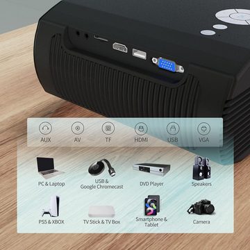 WEWATCH Portabler Projektor (1000:1, 1920 x 1080 px, Mini Beamer 5G WiFi Bluetooth, LED Projektor 16500 Lumen 200'' Tragbar)