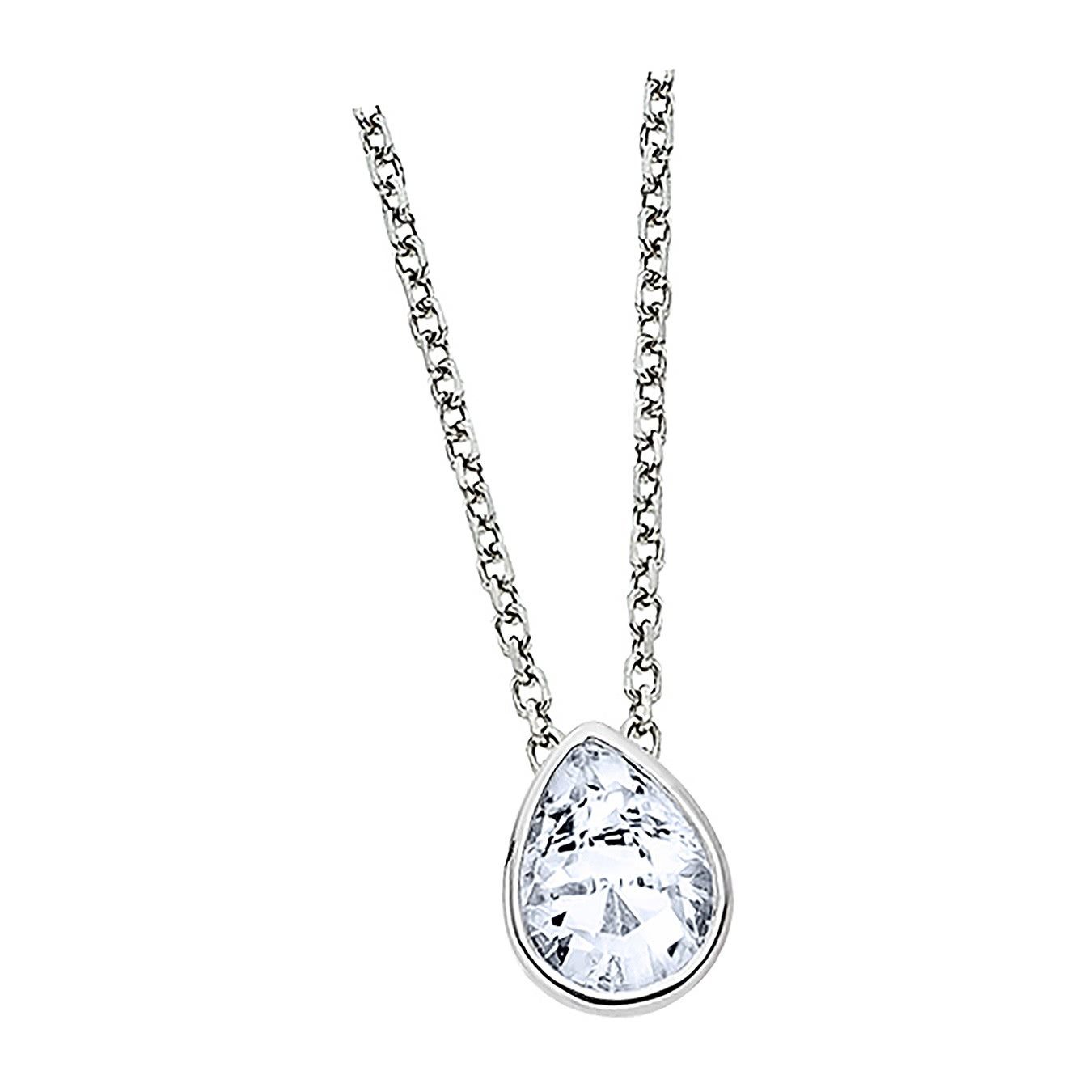 LOTUS SILVER Silberkette LOTUS Silver Halskette Tropfen 925 (Halskette), Halskette Tropfen ca. 42cm, 925 Sterling Silber, Farbe: silber, weiß