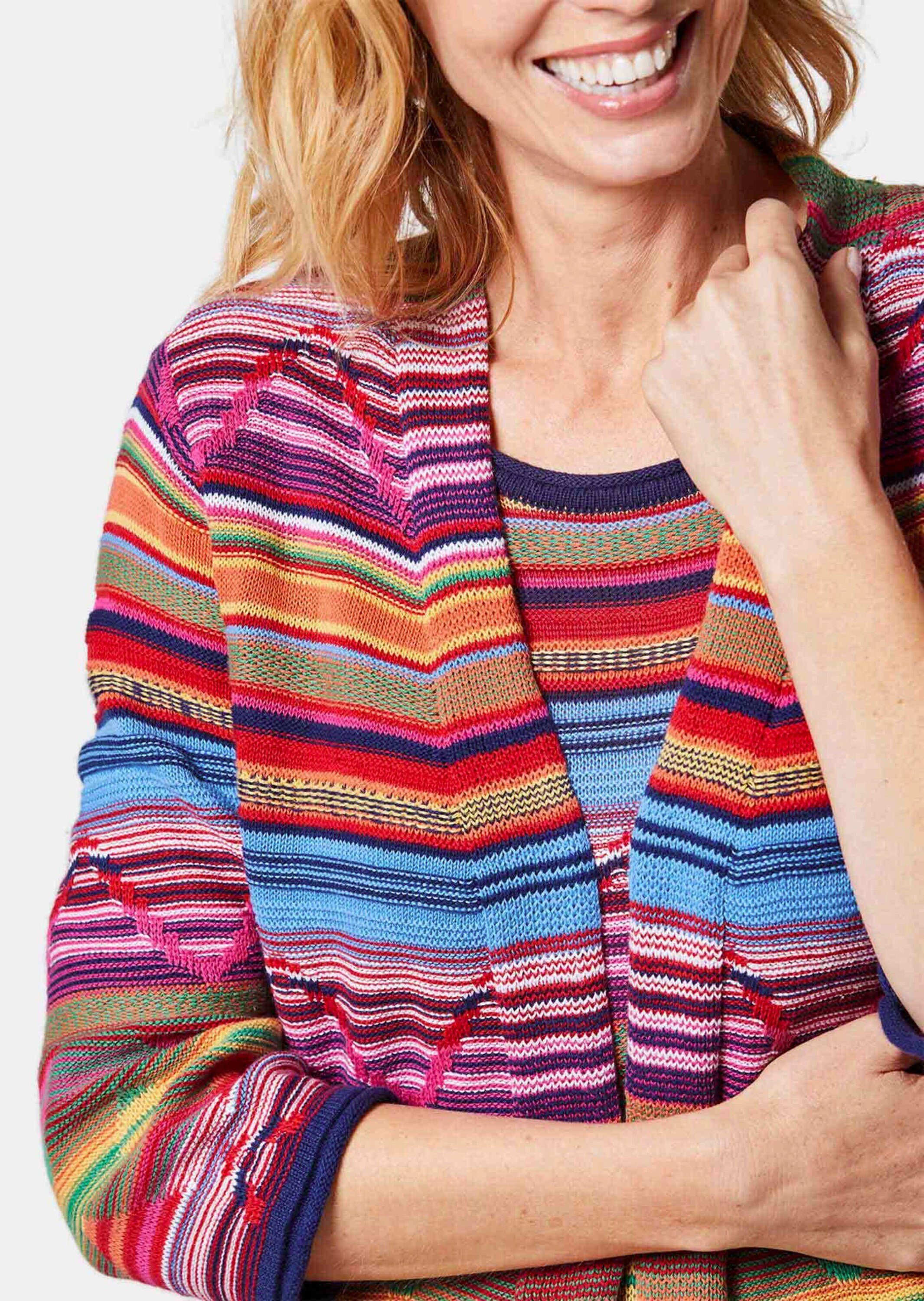 GOLDNER Strickjacke Abstrakt gemusterte Jaquardstrickjacke in günstig online kaufen