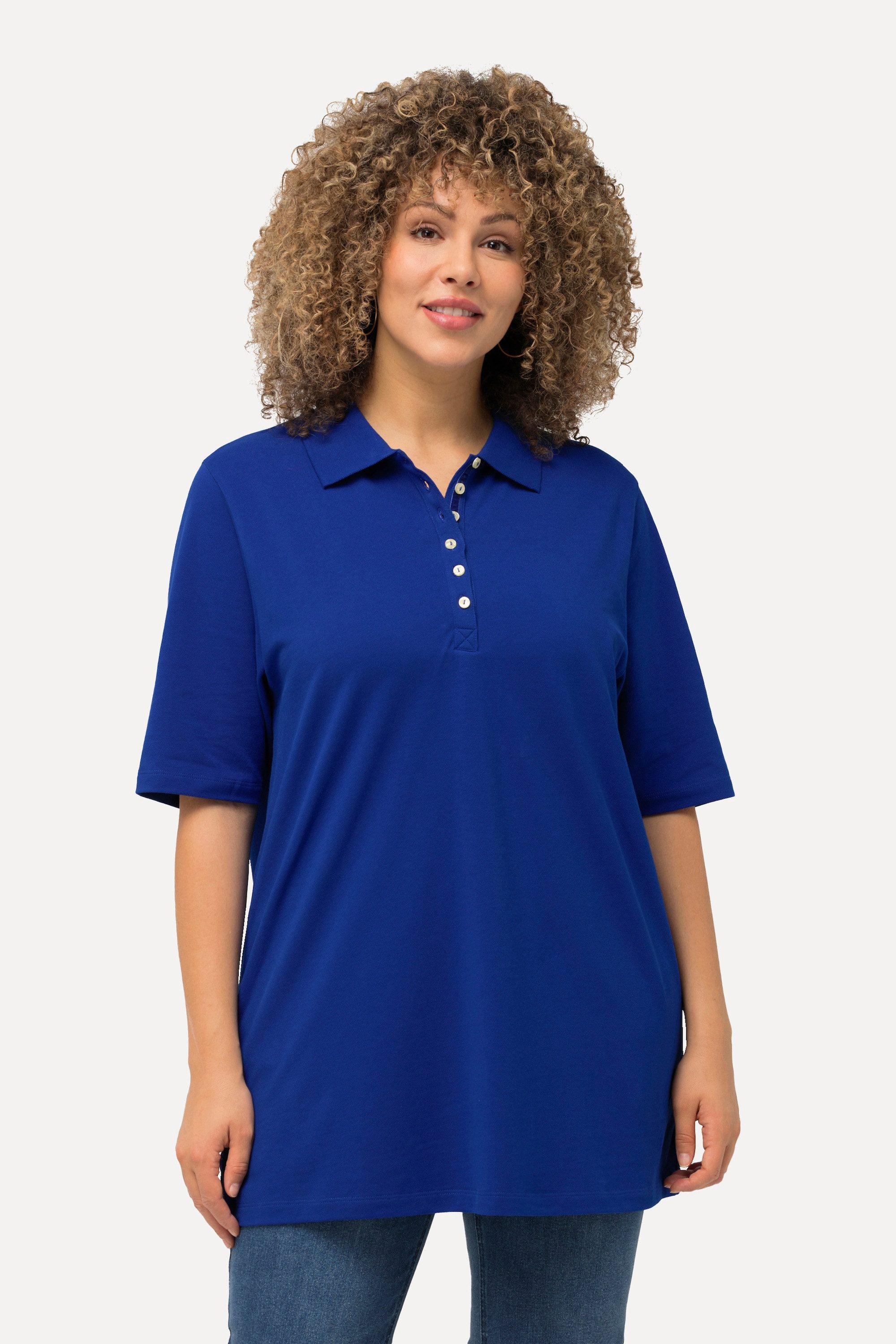 Ulla Popken T-Shirt Poloshirt Piqué Polokragen günstig online kaufen