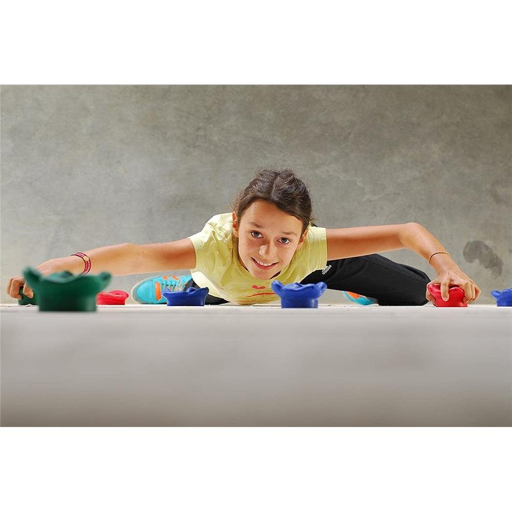 Hudora Klettergriff Klettergriffe-Set Kinder, 12 Stück, Klettersteine klettern Sport grün blau rot
