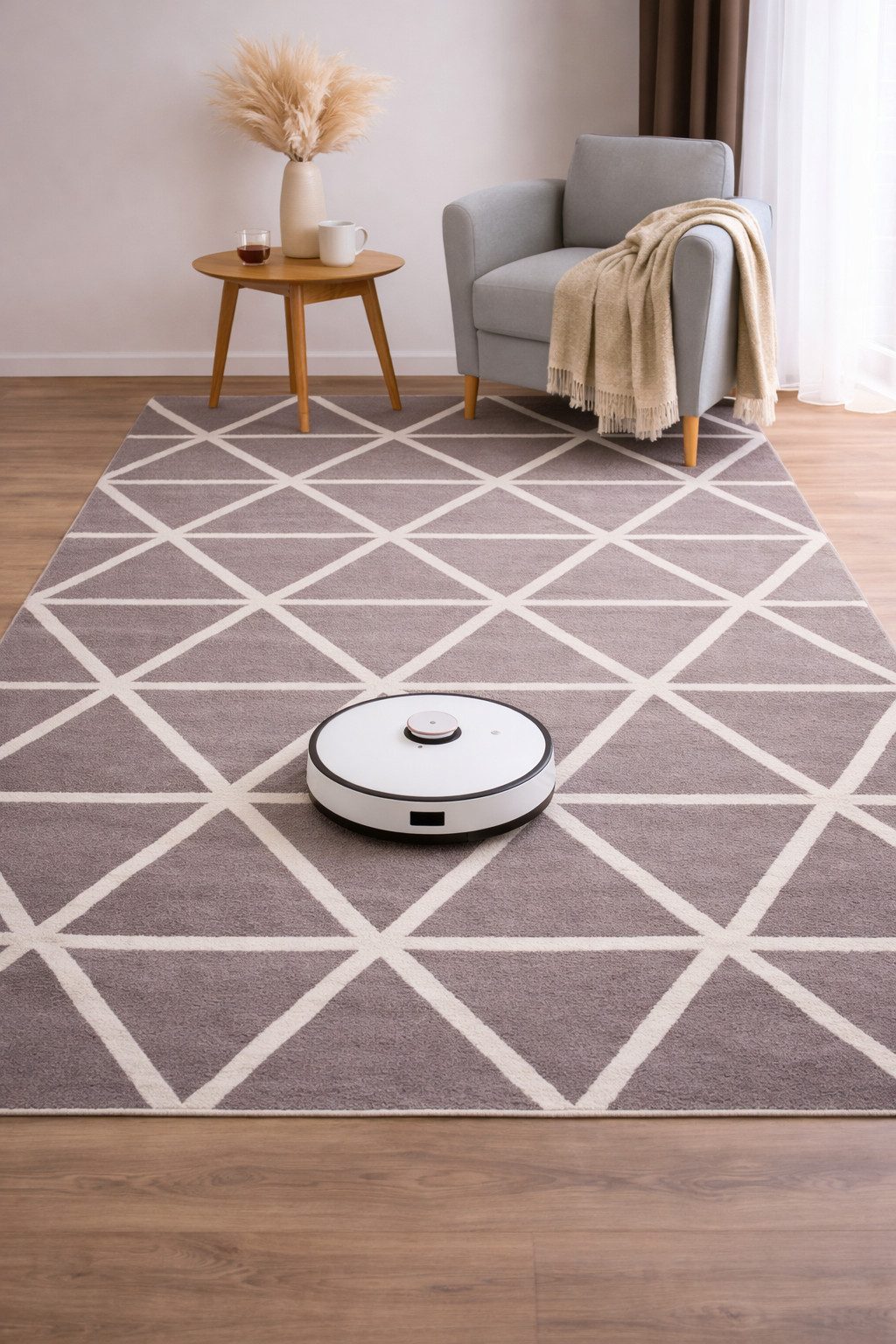 Vimoda Teppich Viva Classic, Wohnzimmer Rauten Motiv, Rechteckig, Höhe: 12 mm, Läufer Wohnzimmer, Schlafzimmer Küche