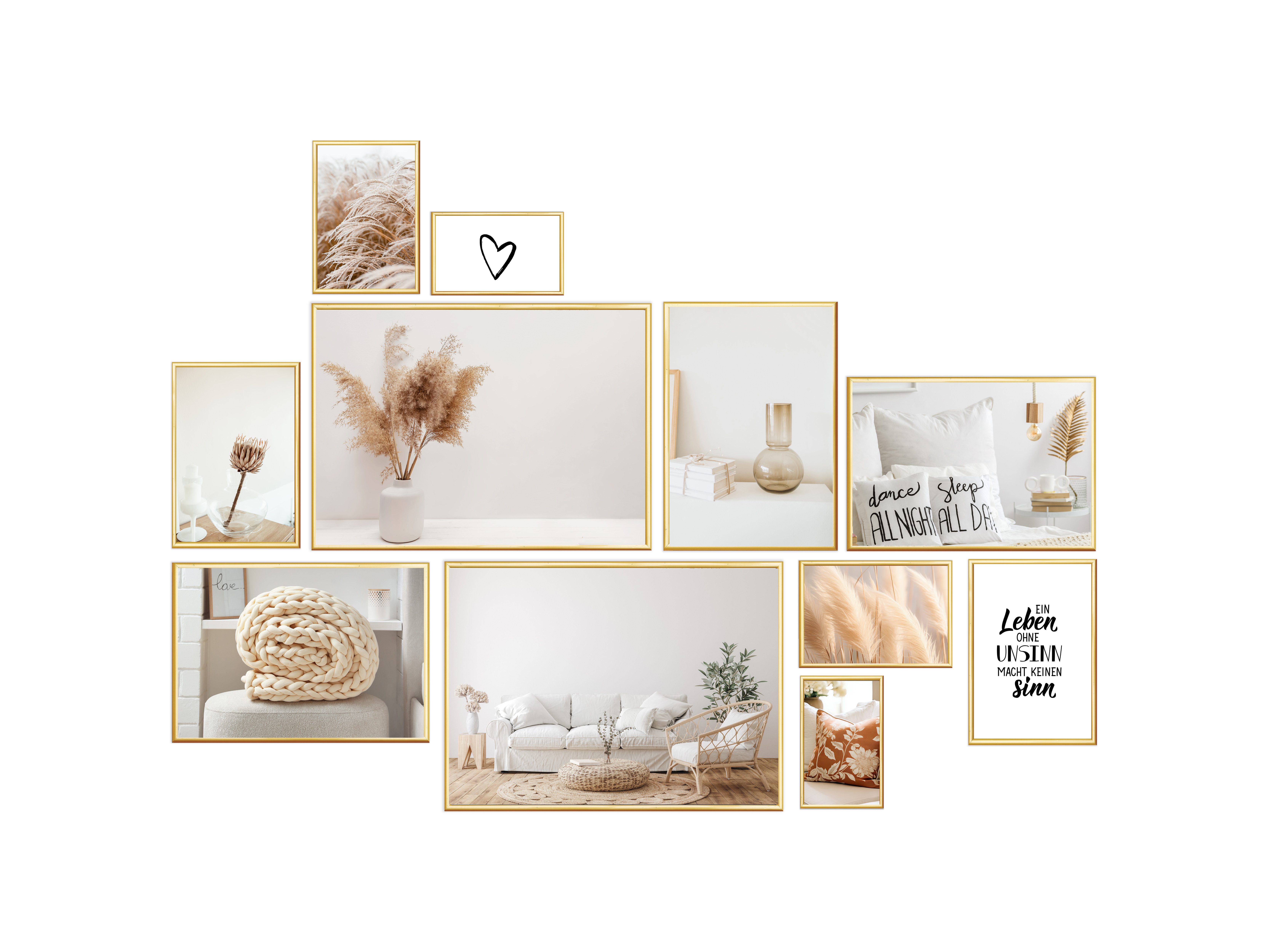 Wackadoo Living Bilderrahmen-Set Bilder Collage Set mit Glas für Einzelbild günstig online kaufen