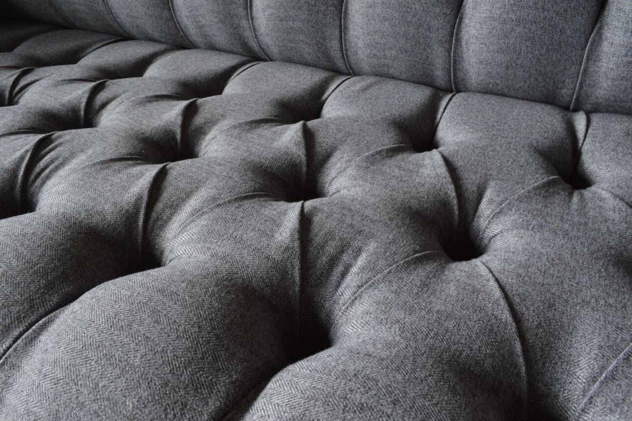 JVmoebel Grau Klassisch Dreisitzer Design Chesterfield-Sofa, Couch Sofas Sofa Wohnzimmer