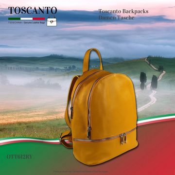 Toscanto Cityrucksack Toscanto Damen Cityrucksack Leder Tasche (Cityrucksack), Damen Cityrucksack Leder, gelb, Größe ca. 32cm