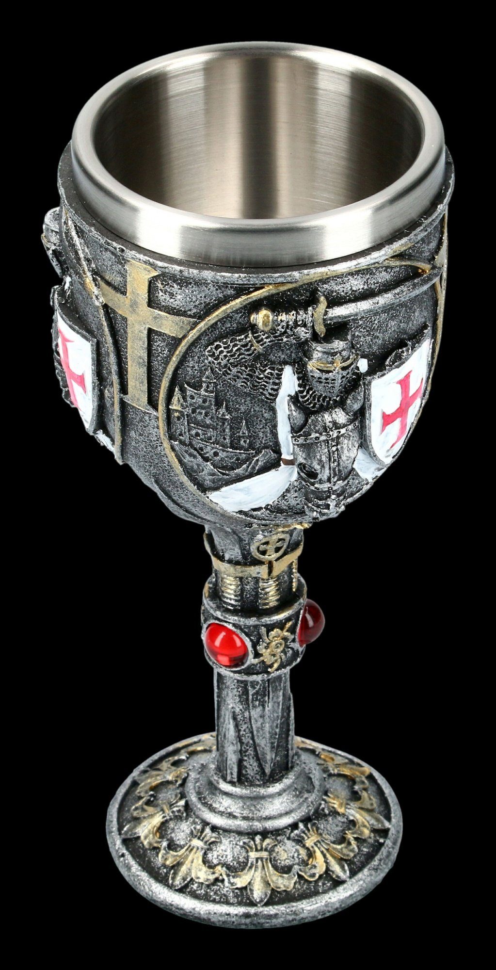 Figuren Shop GmbH Becher Ritter Kelch - First Knight - bunt - Nemesis Now Mittelalter, Kunststein (Polyresin), Edelstahl