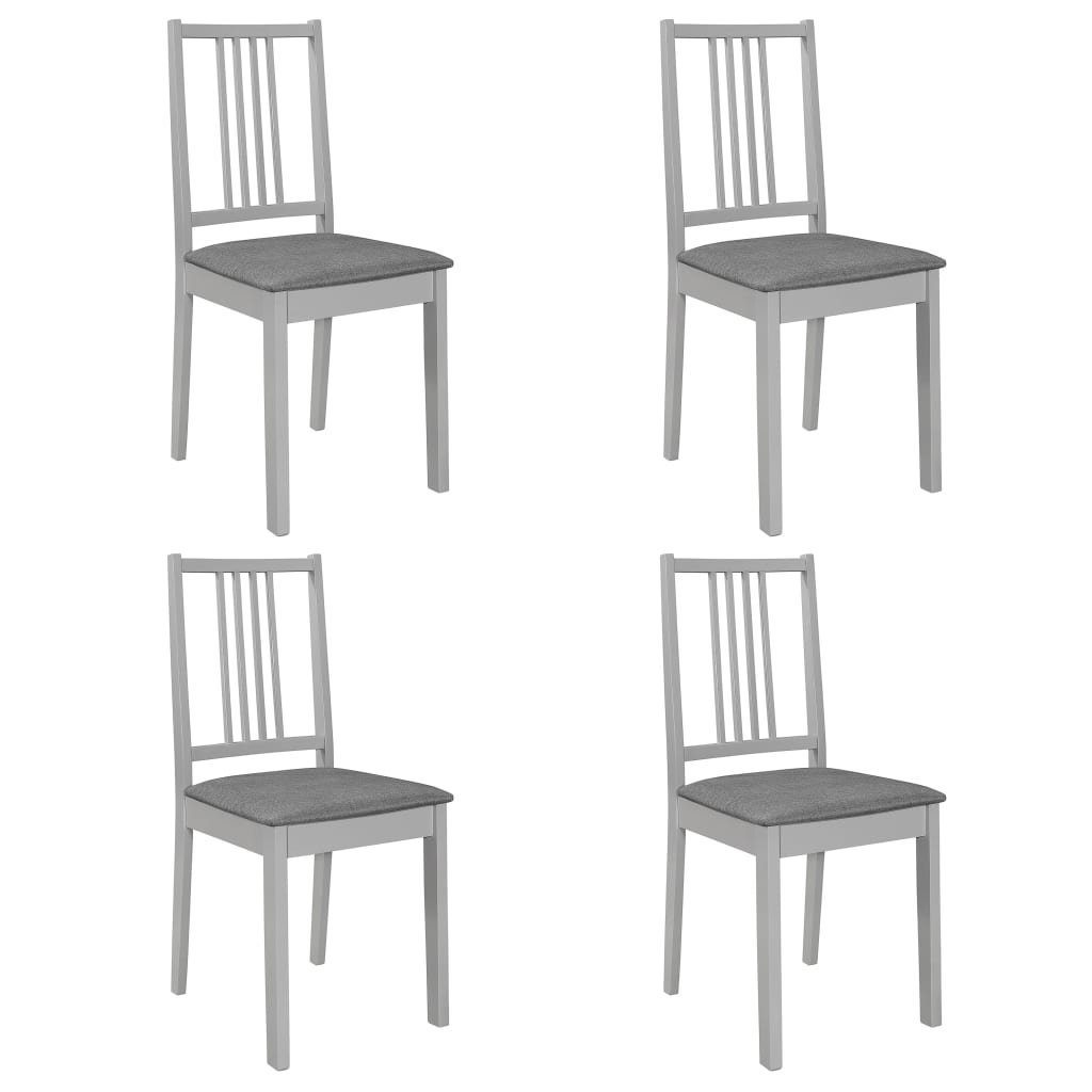vidaXL Esszimmerstuhl Esszimmerstühle mit Polstern 4 Stk. Grau Massivholz (4 St) Grau | Grau