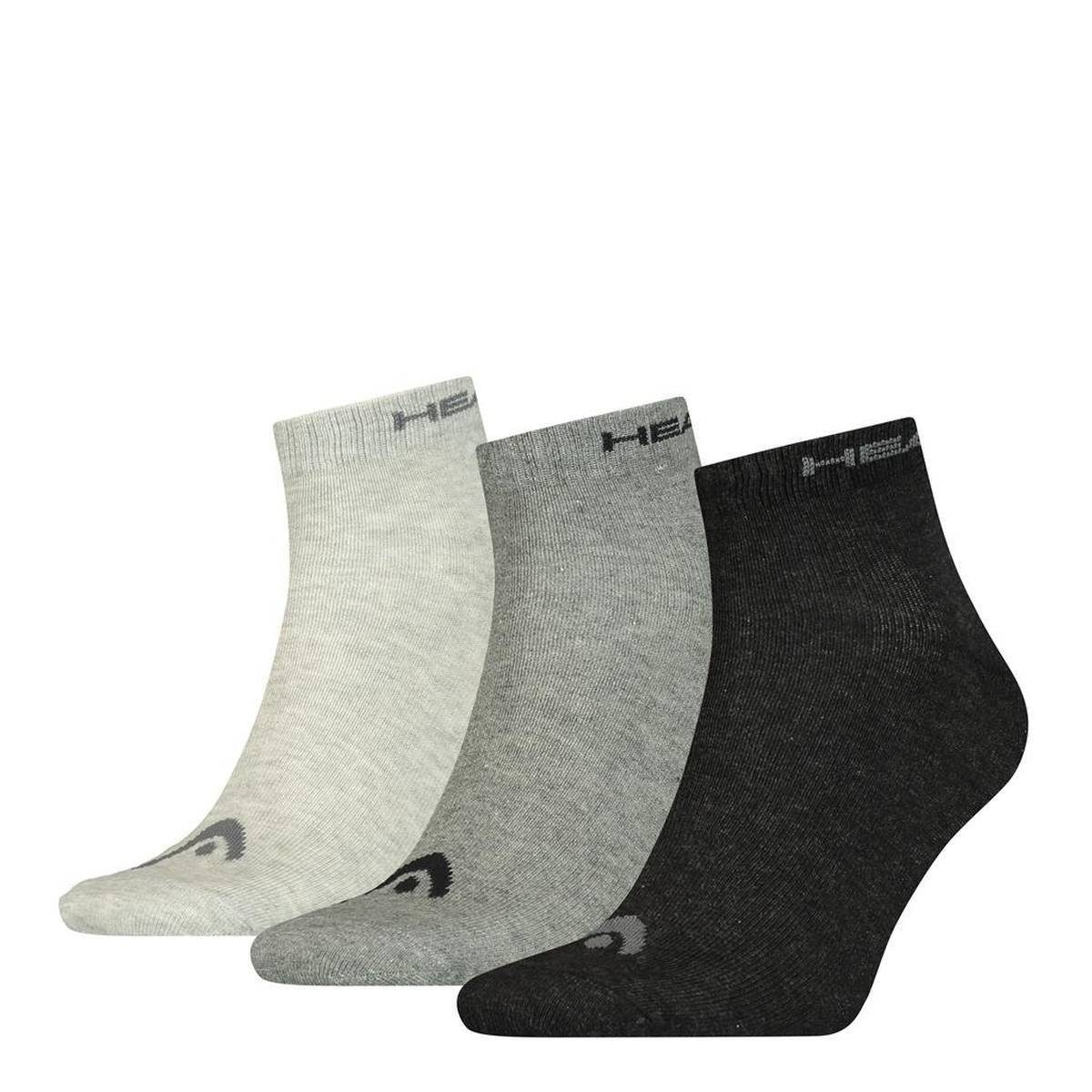 Head Sneakersocken Unisex Quarter Socken, 3er Pack - Baumwollmix Grau Mix