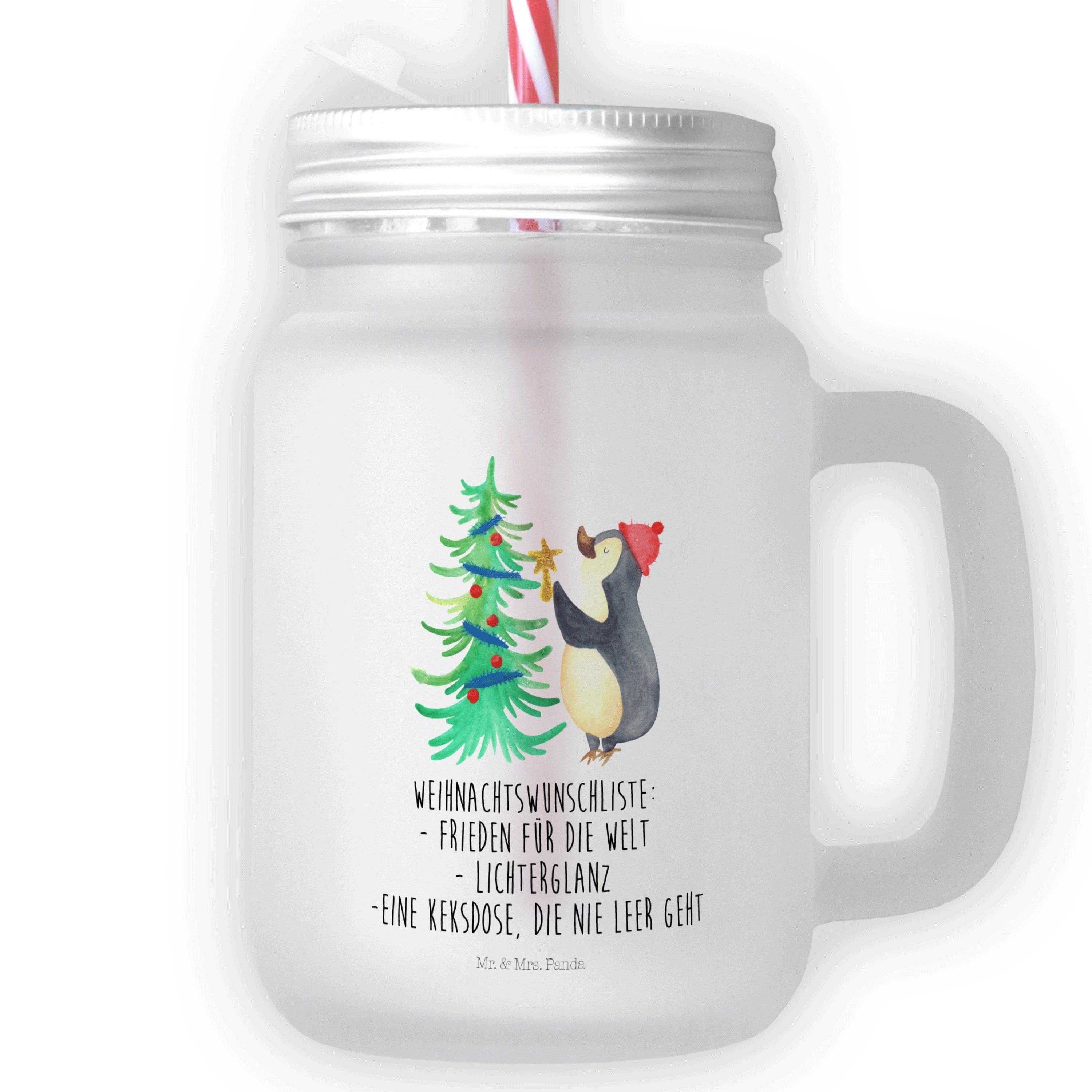 Mr. & Mrs. Panda Cocktailglas Pinguin Weihnachtsbaum - Transparent - Geschenk, Weihnachten, Heiliga, Premium Glas, Traditionelles Design