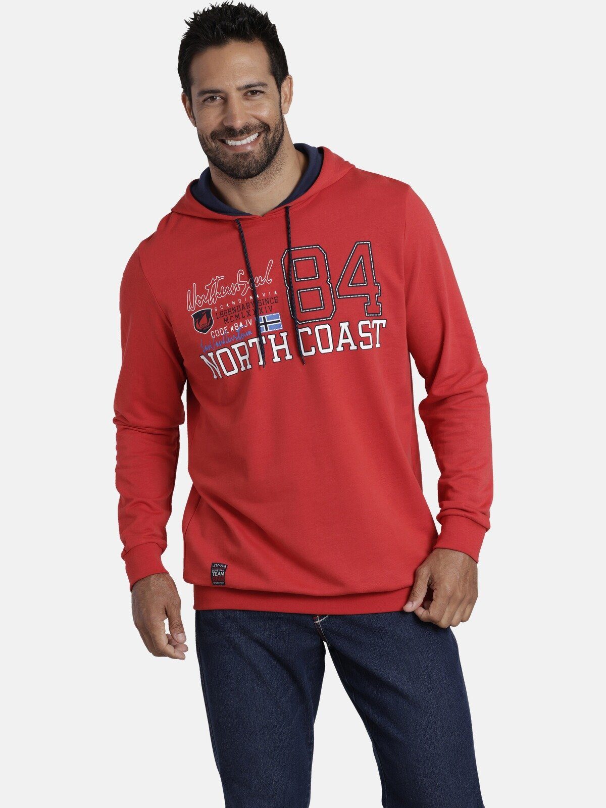 mit Vanderstorm Passform Jan Kapuzensweatshirt NICKLAS rot bequemer Hoodie