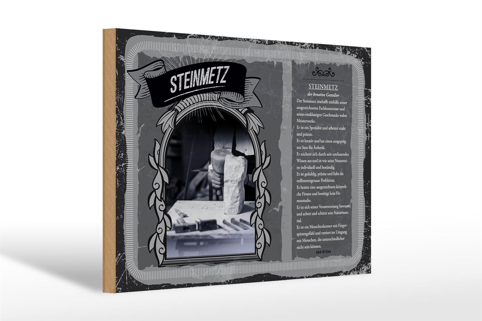 Femer GmbH Holzbild Berufe 30x20cm Steinmetz Meisterwerke exakt, Beruf Arbeit (1 St), Glatte Holzfaserplatte (MDF), vorn beschichtet