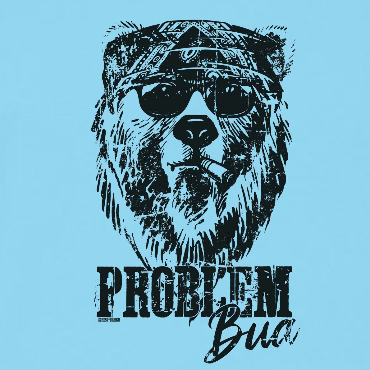(Ein Problem T-Shirt) hellblau Soreso® Trachtenshirt Männer T-Shirt Herren Trachten T-Shirt Bua